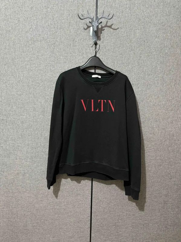 Valentino Black Cotton Logo Sweatshirt for Men 0089
