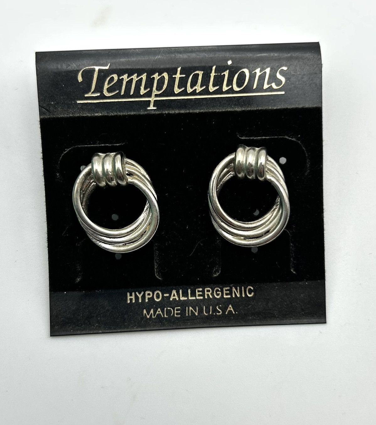 Other Vintage Silver-Tone Earrings Interlocking Hoop Studs Size ONE SIZE - 3 Thumbnail