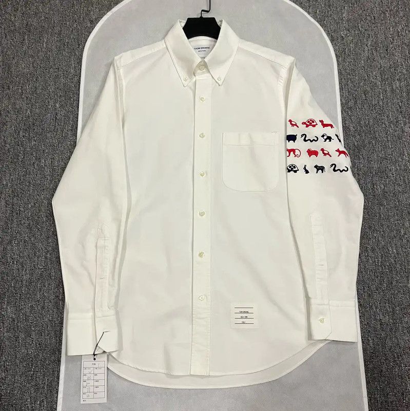 Thom Browne Thom Browne White Cotton Long Sleeve Shirt 0089 Size US M / EU 48-50 / 2 - 1 Thumbnail