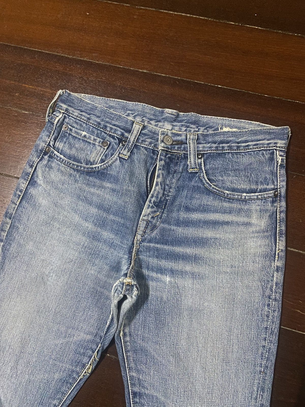 Sugar Cane Vintage sugar cane denime mud wash wide bootcut distressed Size 31" - 7 Thumbnail