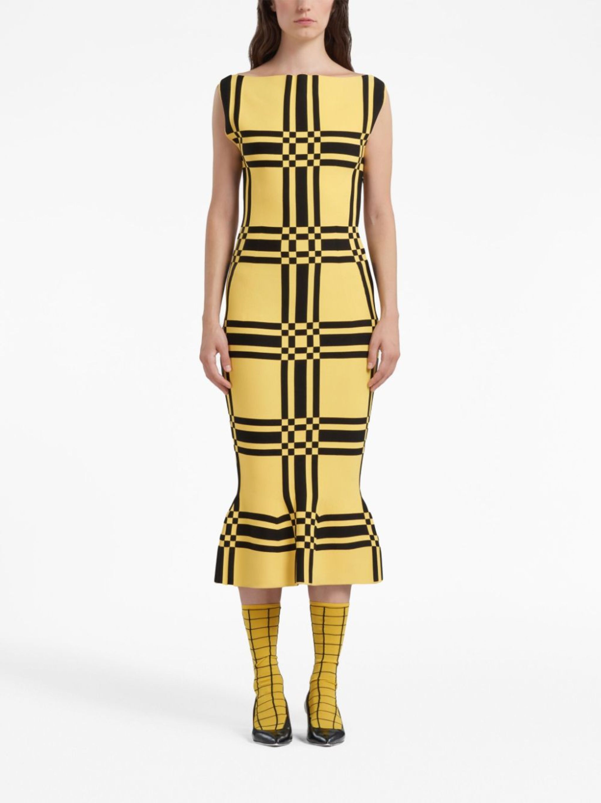Marni o1w1db10125 Dress in Yellow & Black Size L / US 10 / IT 46 - 2 Thumbnail