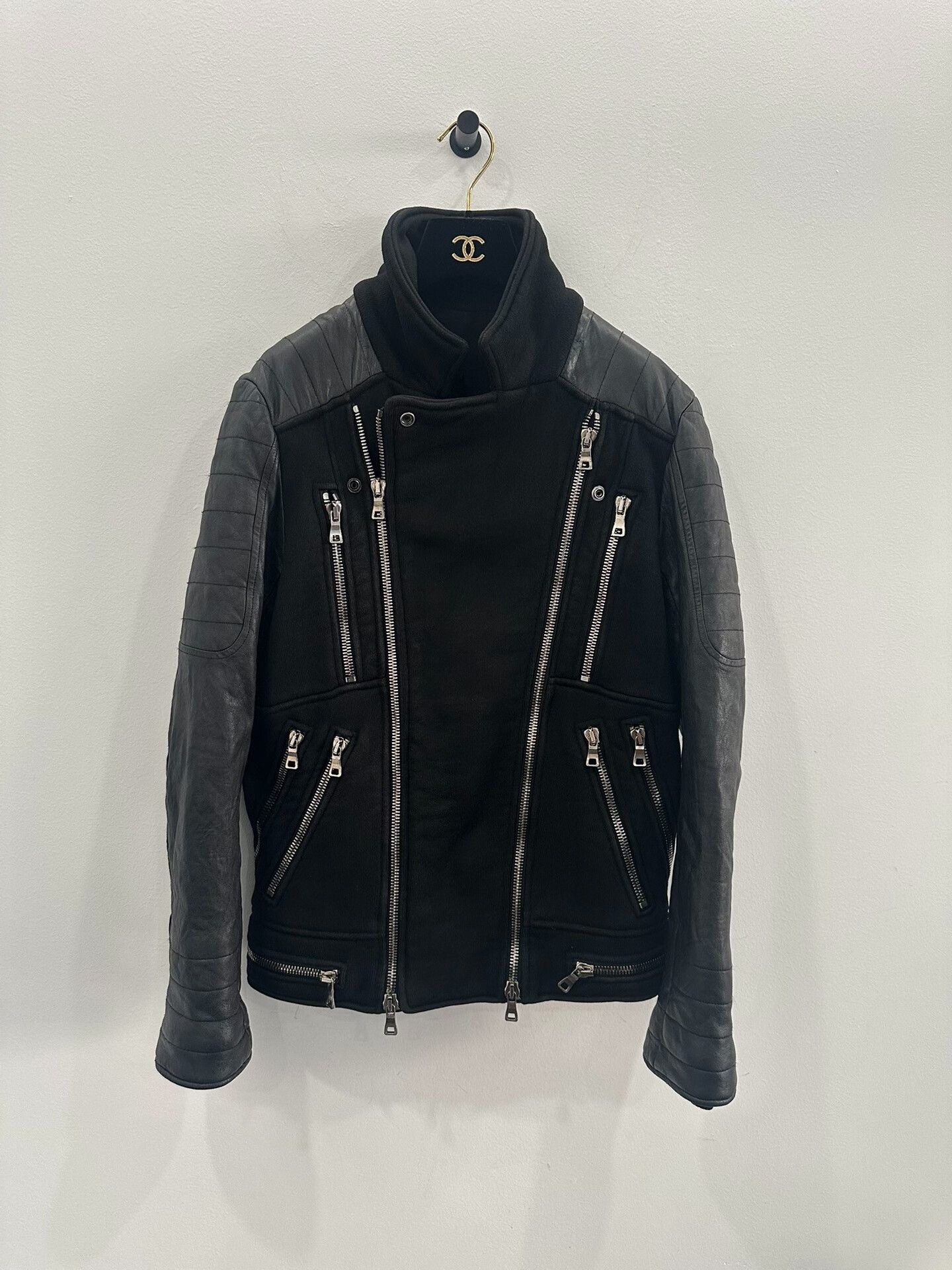 Balmain Balmain Black Zipper Biker Leather Jacket Size US M / EU 48-50 / 2 - 1 Thumbnail