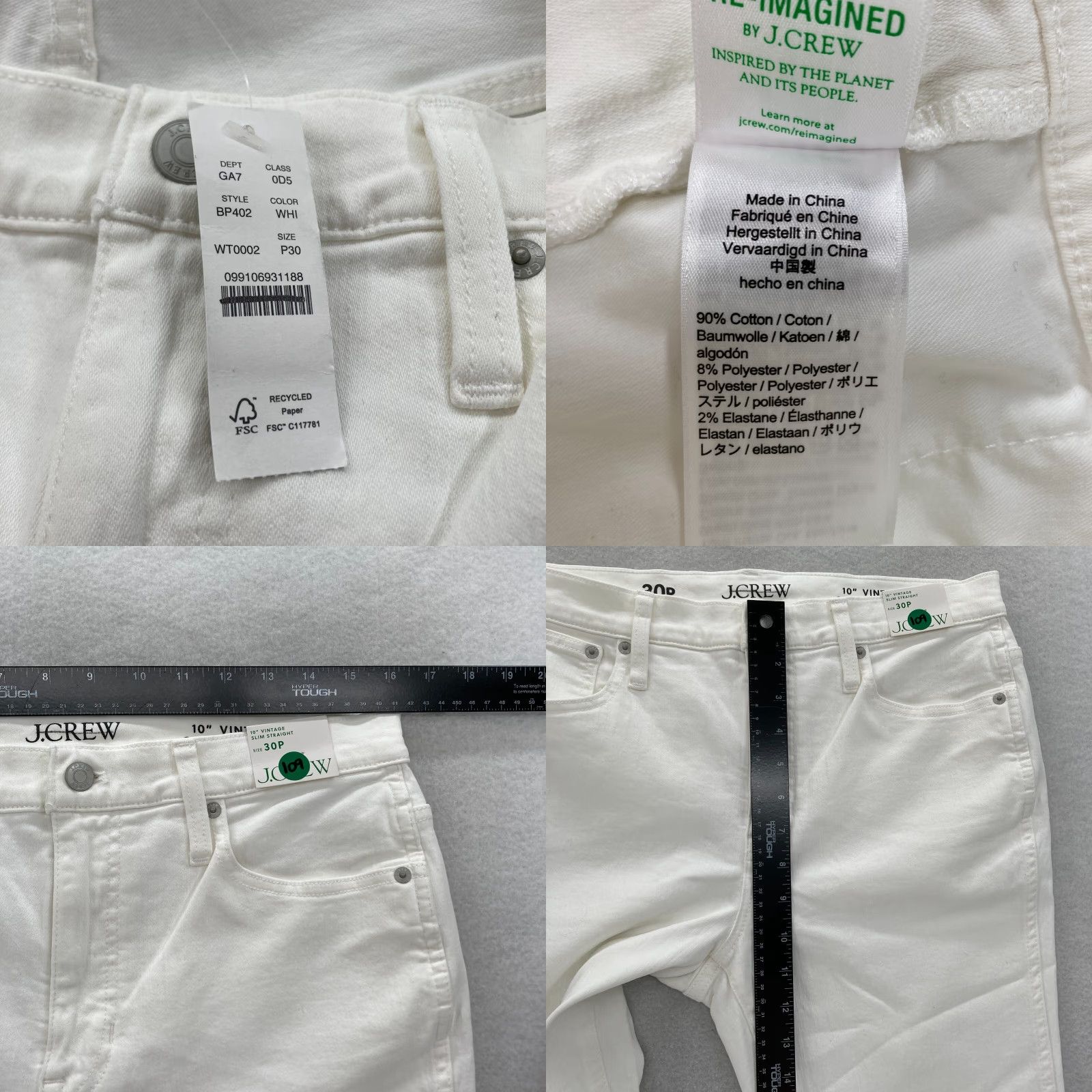 J.Crew **J.Crew White Women's 30P Mid Rise Stretch Denim Slim Straight Jeans** User: J.Crew White Women's 30P Mid Rise Stretch Denim Slim Straight Jeans Size 30" / US 8 / IT 44 - 8 Thumbnail