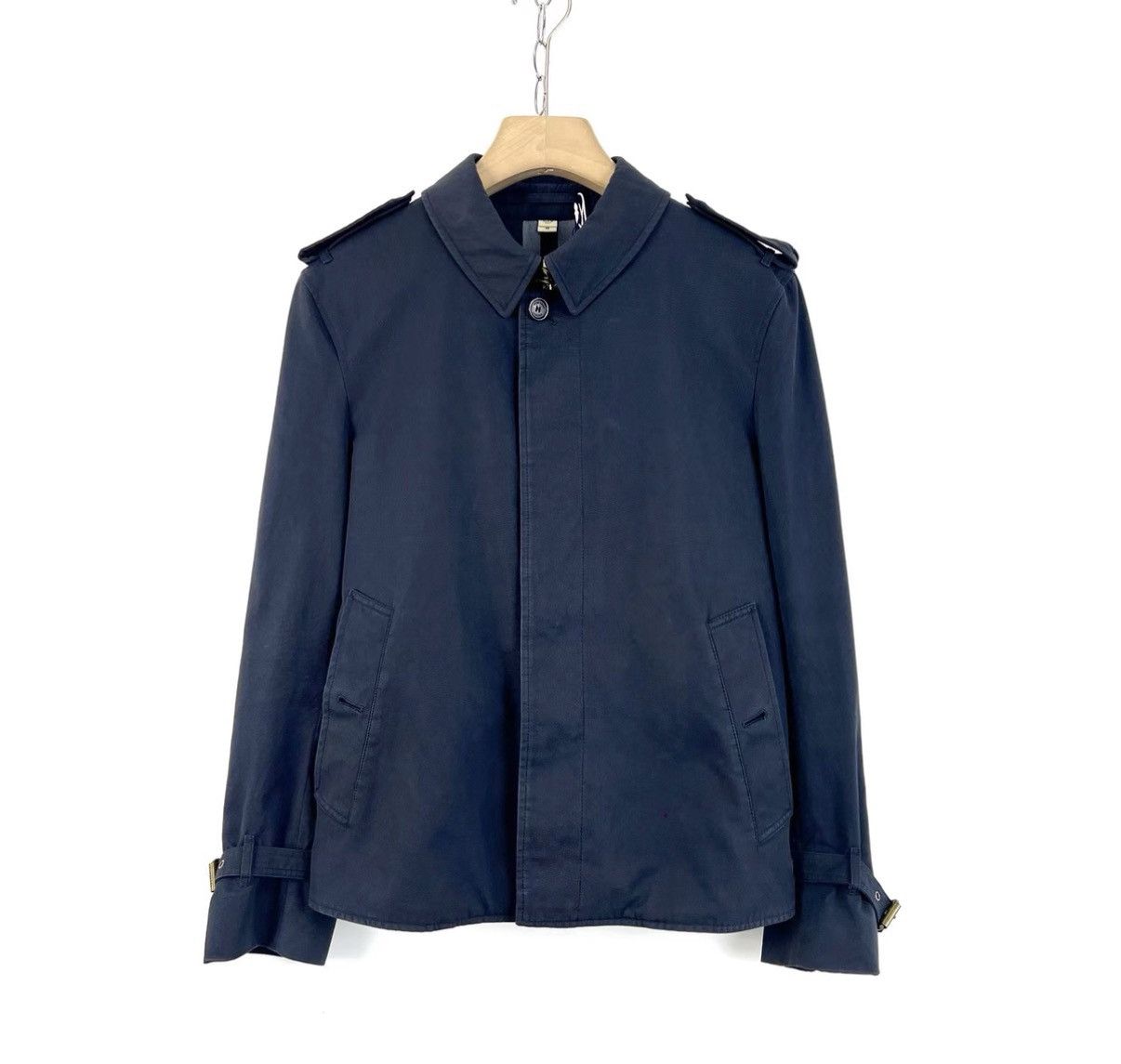 Burberry Burberry Navy Collared Cotton Long Sleeve Trench Coat K12 Size US M / EU 48-50 / 2 - 1 Thumbnail