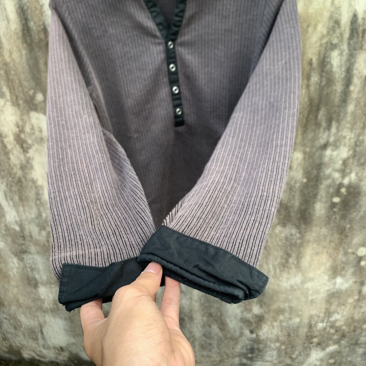 Japanese Brand JAPANESE CRAZY GOTHIC RIBBED COLLARED HENLEY BLESS SHIRT Size US M / EU 48-50 / 2 - 3 Thumbnail