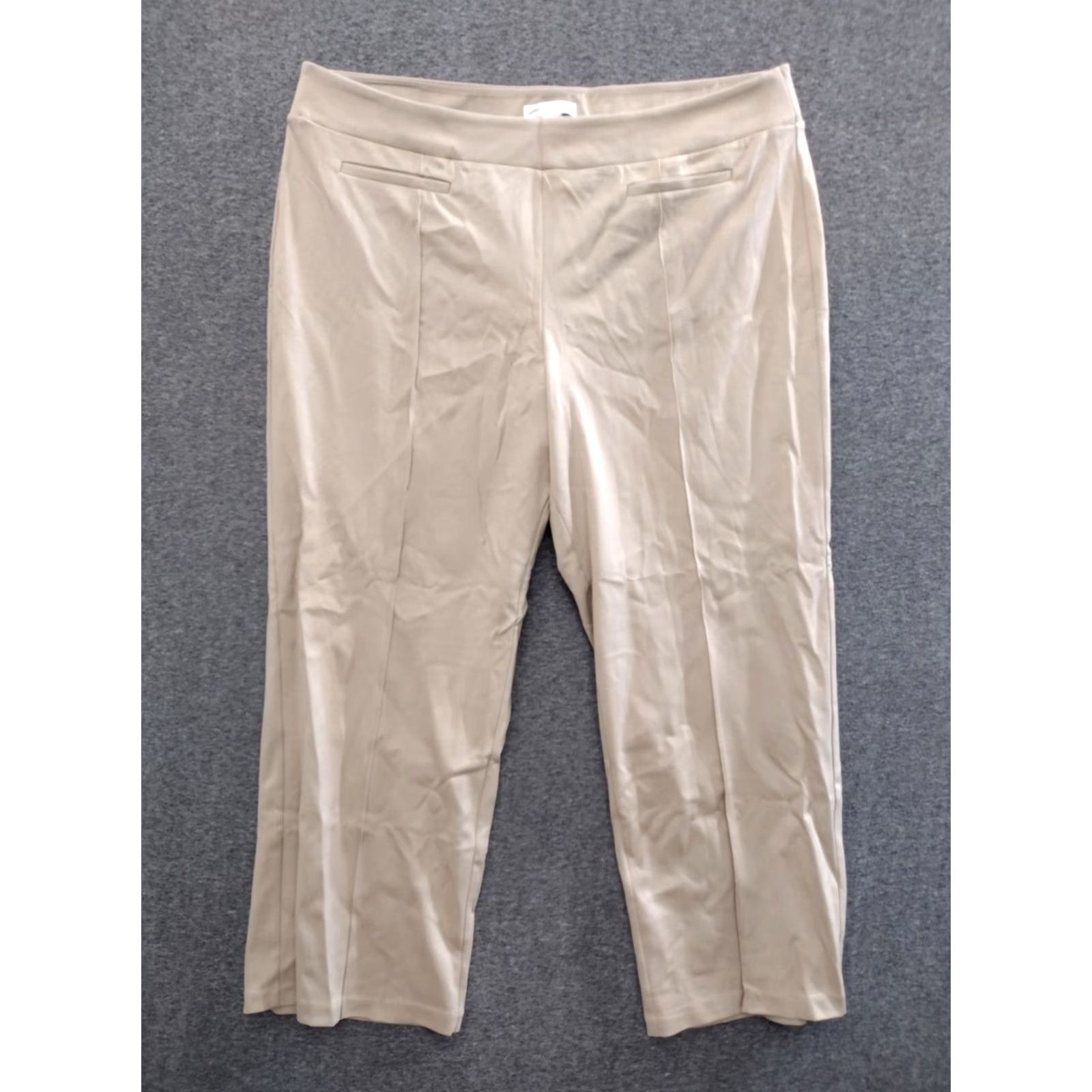 Vintage GATO Beige Pull On Ankle Pants Women's 22/24WP Casual Career Twist: 90s Theme, High Rise, Pockets, Regular Fit, Plus Size Size 40" / US 18 - 5 Thumbnail