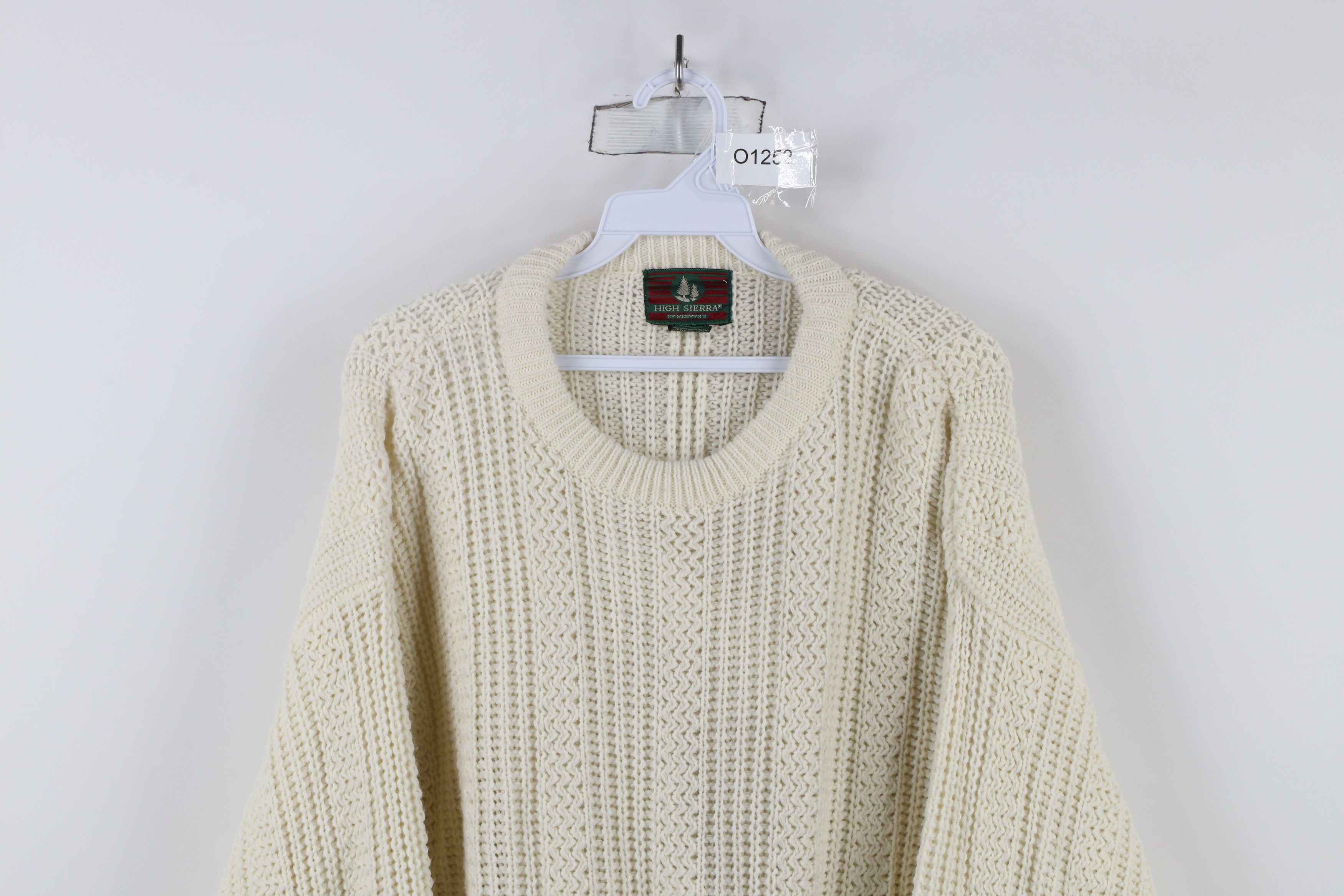 Vintage Vintage 90s Streetwear Ribbed Knit Crewneck Sweater Cream Size US M / EU 48-50 / 2 - 2 Thumbnail