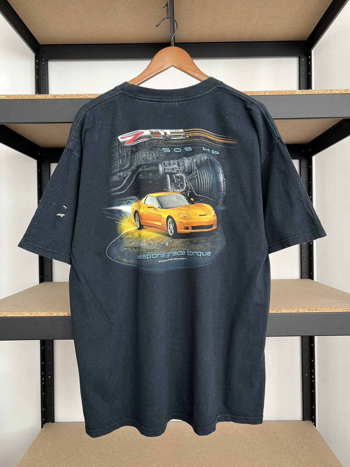 Vintage Vintage 2000s Chevrolet Corvette Z06 505 HP Black T-shirt Size US XL / EU 56 / 4 - 1 Thumbnail