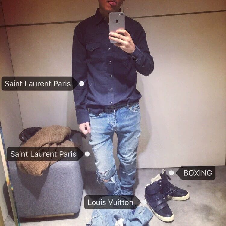 Saint Laurent Paris Saint Laurent Paris Destroyed Blue Jea