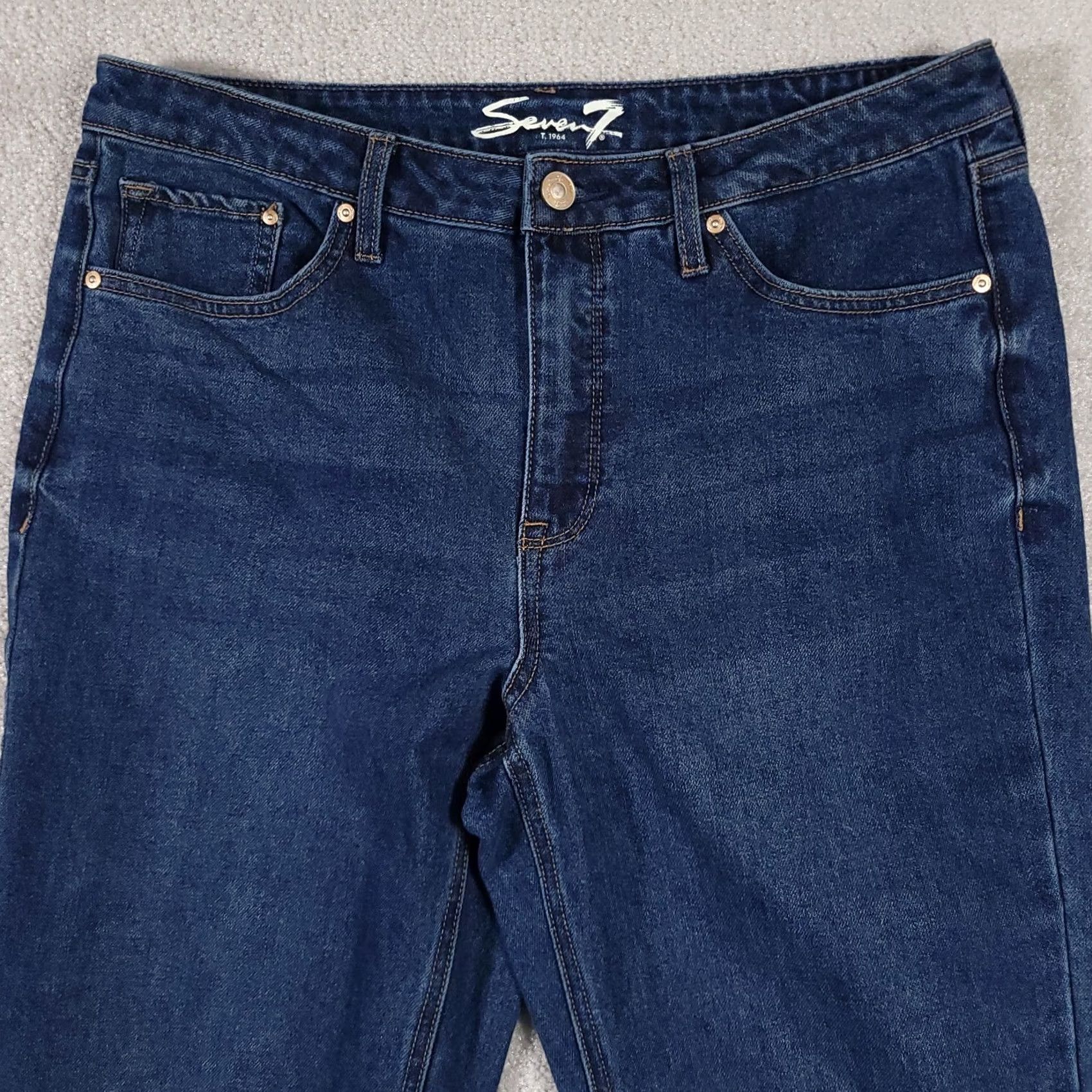 7 For All Mankind VINTAGE Seven 7 Jeans Women's 12 Denim Slim Straight Jean Stretch Mid-Rise Size 34" / US 12 / IT 48 - 3 Thumbnail