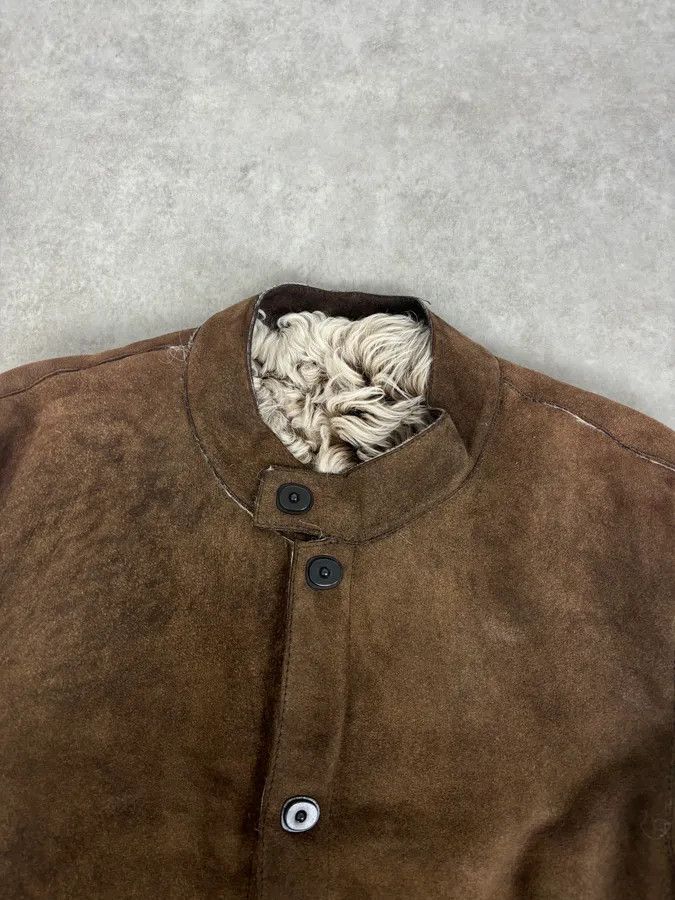 Emporio Armani AW2003 Emporio Armani Brown Beige Shearling Fur-Lined Leather Jacket Size US L / EU 52-54 / 3 - 4 Thumbnail