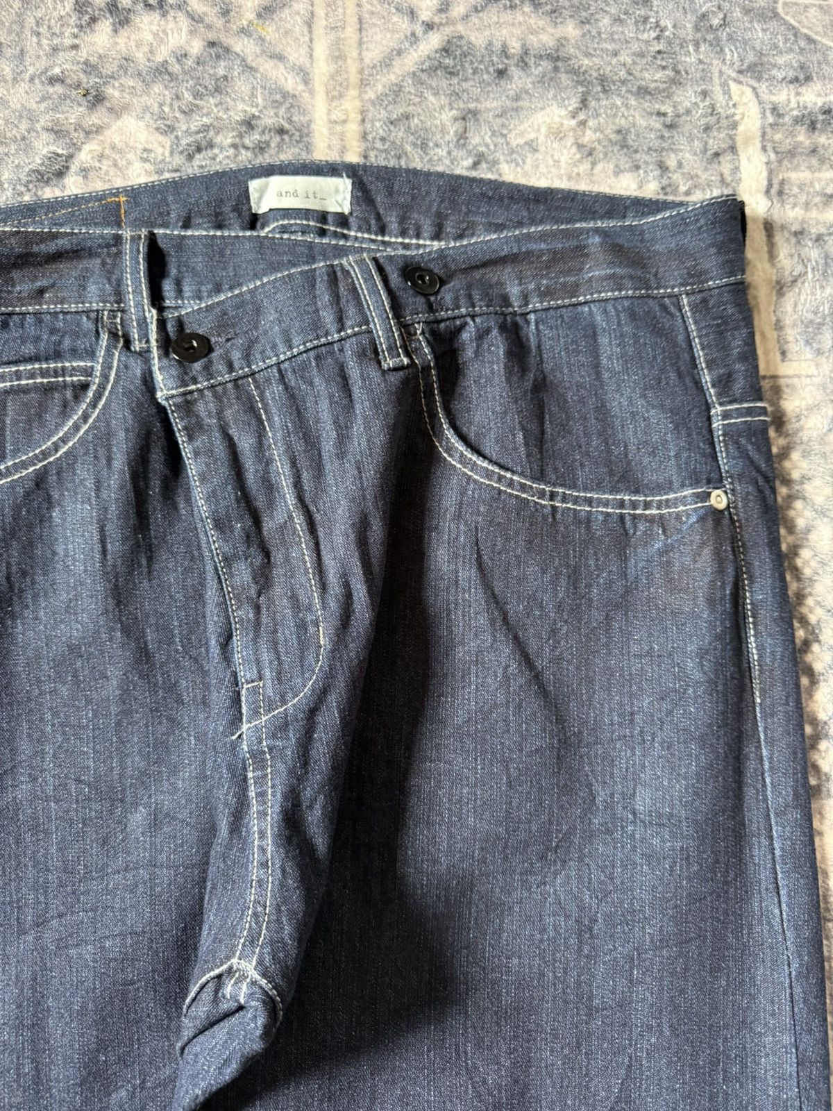 Japanese Brand And it Japan Asymmetric Fly Diagonal Cut Wide Denim Jeans Size US 32 / EU 48 - 4 Thumbnail