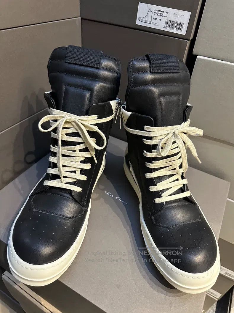 Rick Owens High Top Laced Big Triangle Classic Black and W