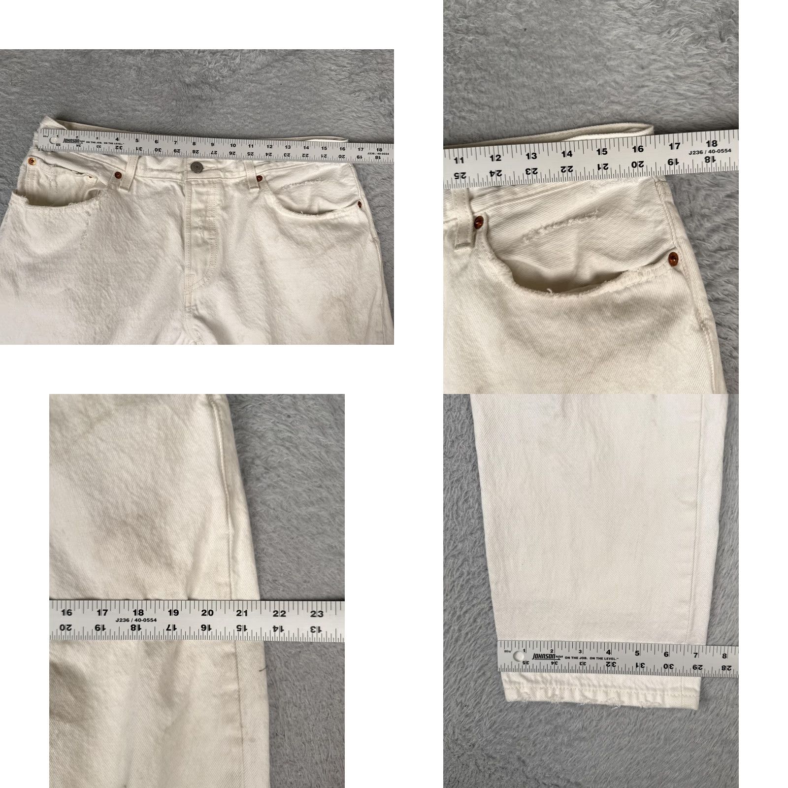 Levi's Levi's 501 CT Jeans Womens W30 L32 High Rise Distressed White 100% Cotton Regular Tapered Jeans - Levi's 500 Series 501 CT Womens Clothing Size 30" / US 8 / IT 44 - 9 Thumbnail