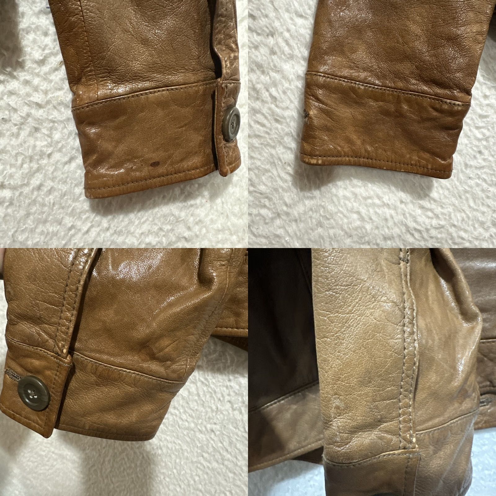 Gap VINTAGE Gap Motorcycle Jacket Womens XS Leather Tan Button Up 2000s Size XS / US 0-2 / IT 36-38 - 8 Thumbnail