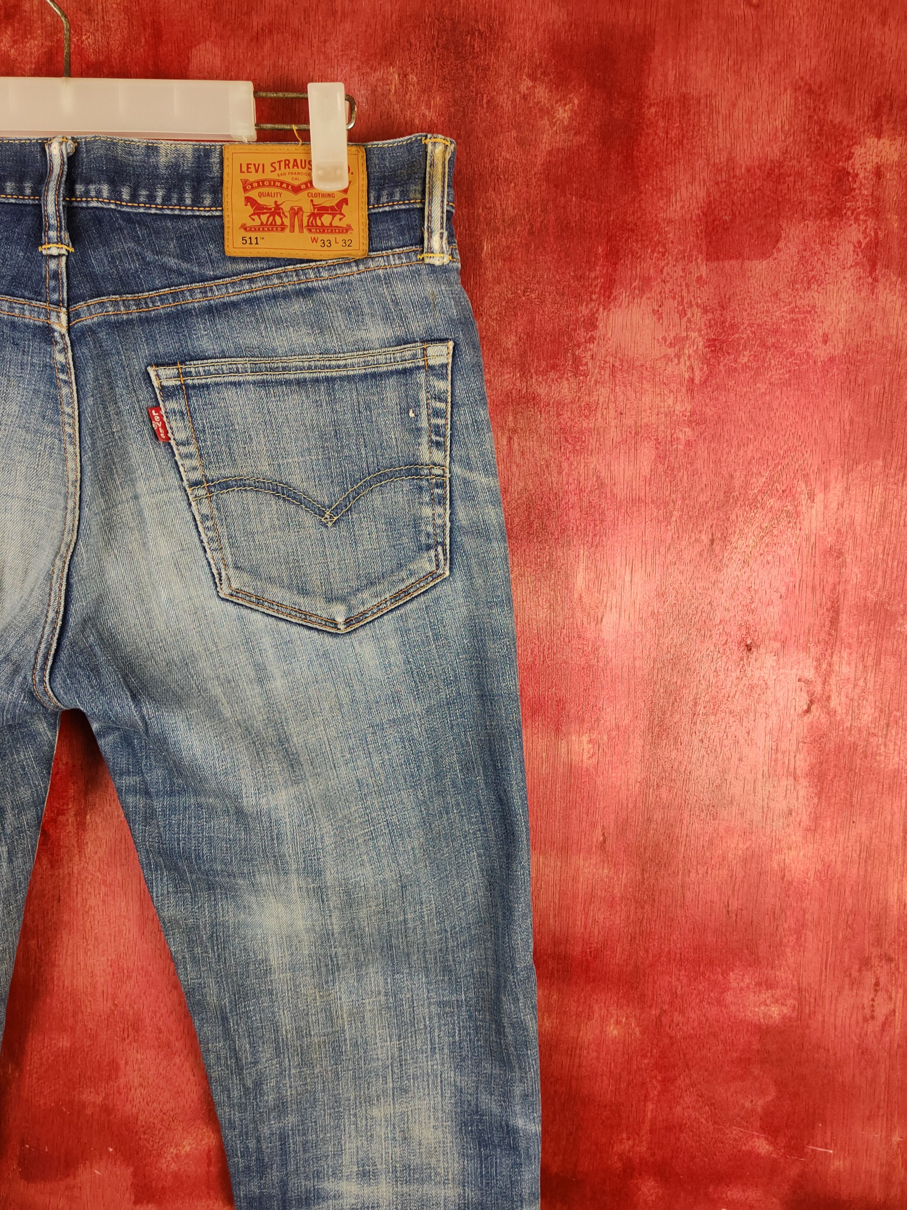 Japanese Brand Levi's Blue Faded Distressed Ripped Skinny Jeans #S1832 Size US 33 - 12 Thumbnail