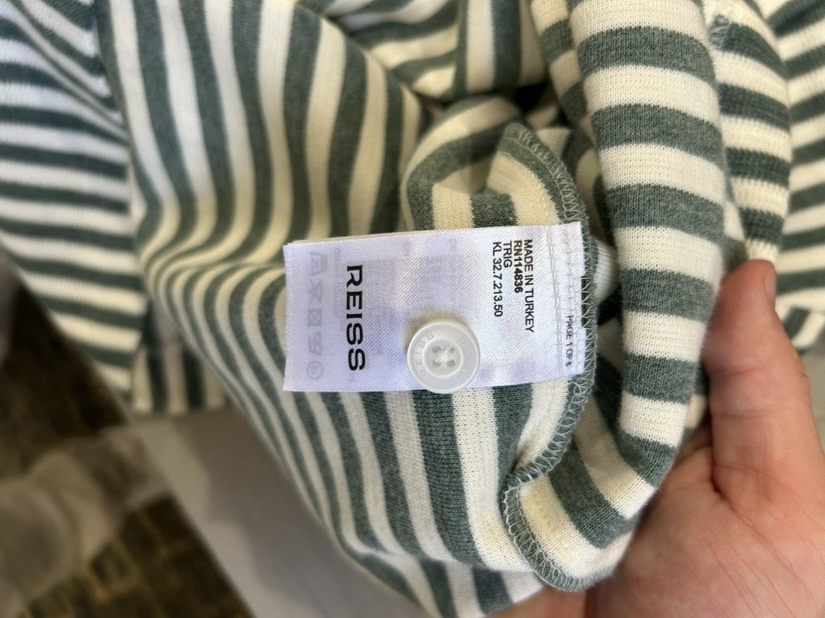Reiss Reiss Green and White Button up Beach Striped Polo Size US L / EU 52-54 / 3 - 4 Thumbnail