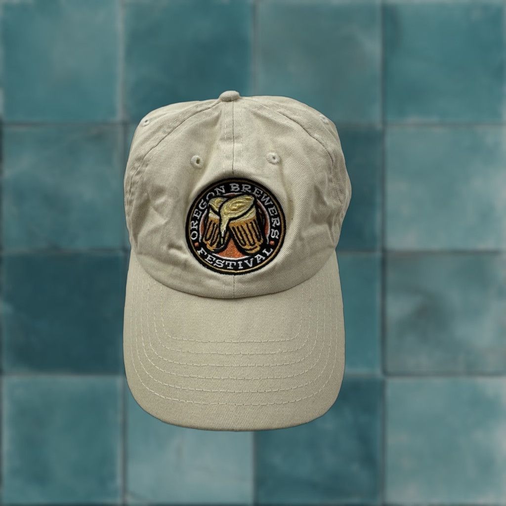 Vintage Oregon Brewers Festival Hat Adult Beige Adjustable Strapback Baseball Cap Dad Style Mens Adjustable Beige Strapback Cap Size ONE SIZE - 1 Thumbnail