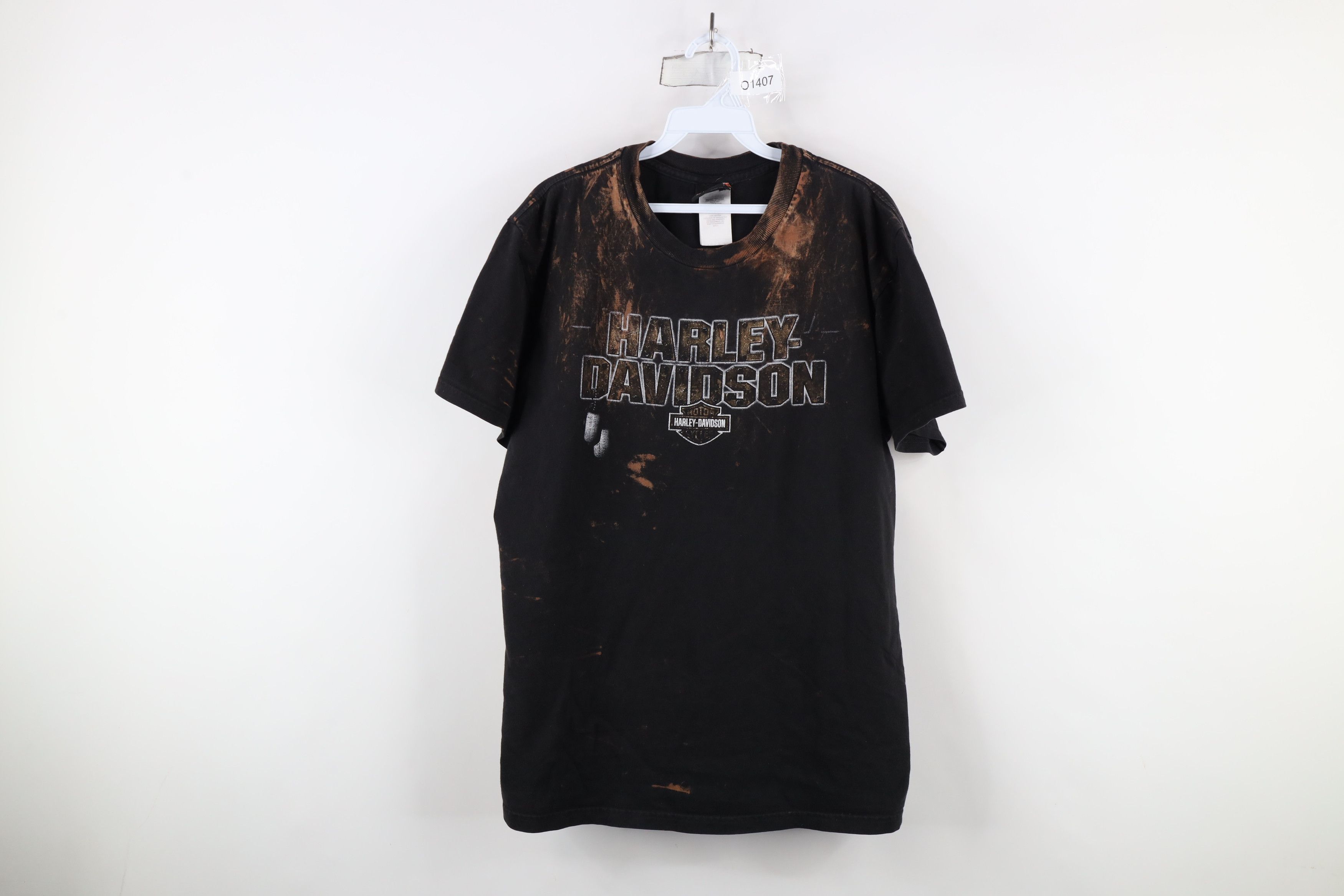 Harley Davidson × Vintage Vintage Y2K Harley Davidson Army Dog Tags Bleached T-Shirt Size US L / EU 52-54 / 3 - 1 Thumbnail