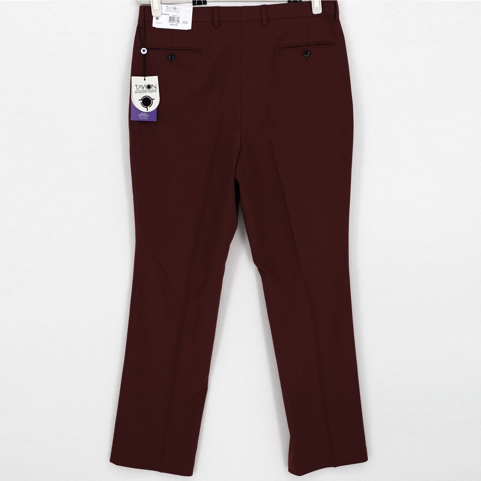 The Unbranded Brand Tayion Collection Men's Burgundy Wool Suit Pants 34W 32L Size US 34 / EU 50 - 4 Thumbnail