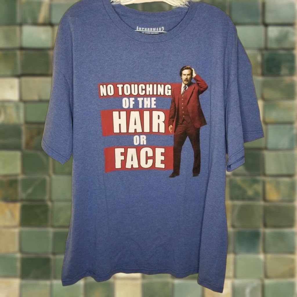 Vintage Anchorman 2 T-Shirt Men XL Blue No Touching Of The Hair Or Face Graphic Shirt Size US XL / EU 56 / 4 - 1 Thumbnail