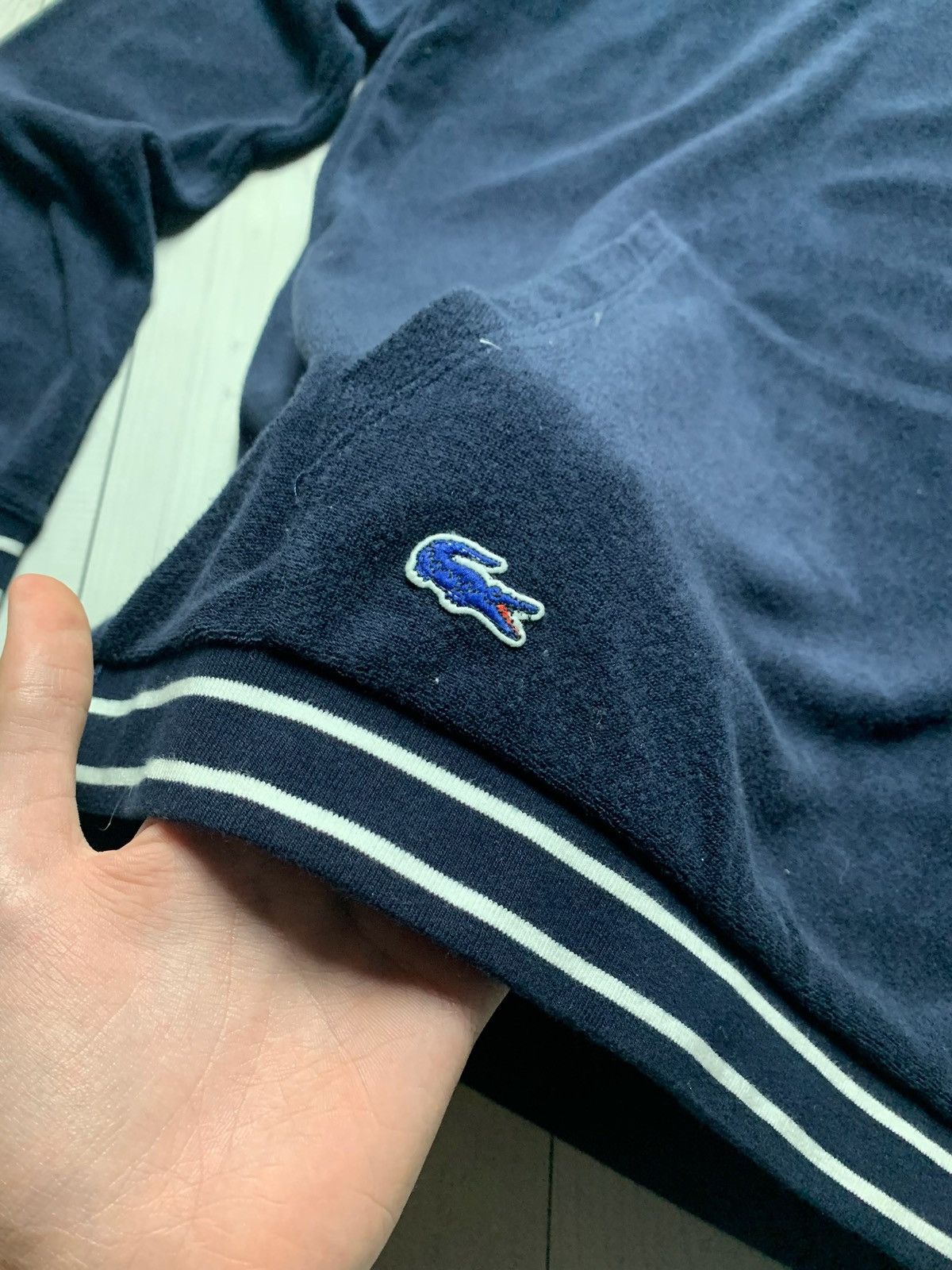 Lacoste × Vintage Vintage Lacoste hoodie navy size M logo velvet Size US M / EU 48-50 / 2 - 3 Thumbnail