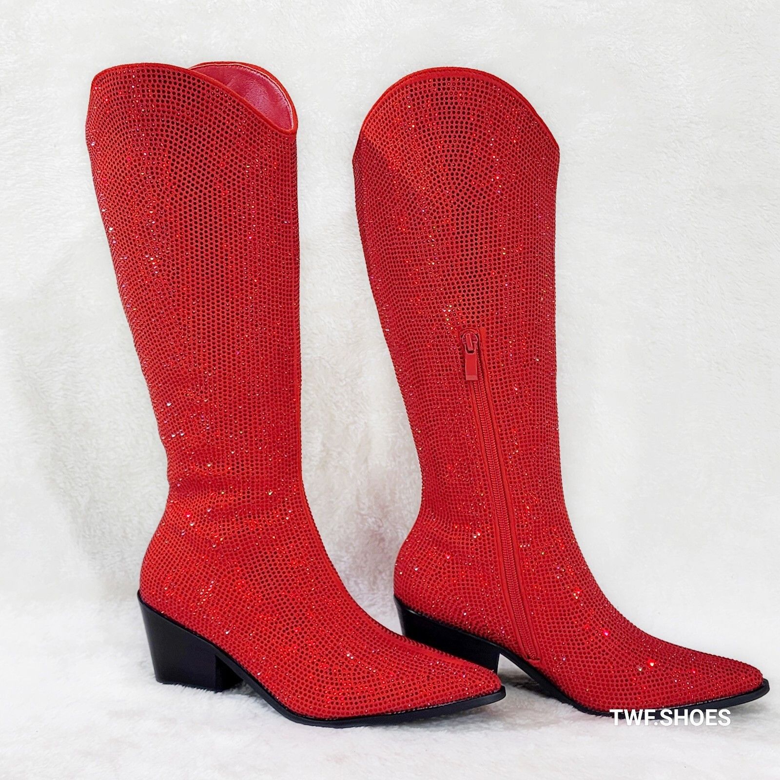 Other Nika Red Rhinestone Cowboy Knee High Western Cowgirl Boots ( Size US 8.5 / IT 38.5 - 1 Thumbnail