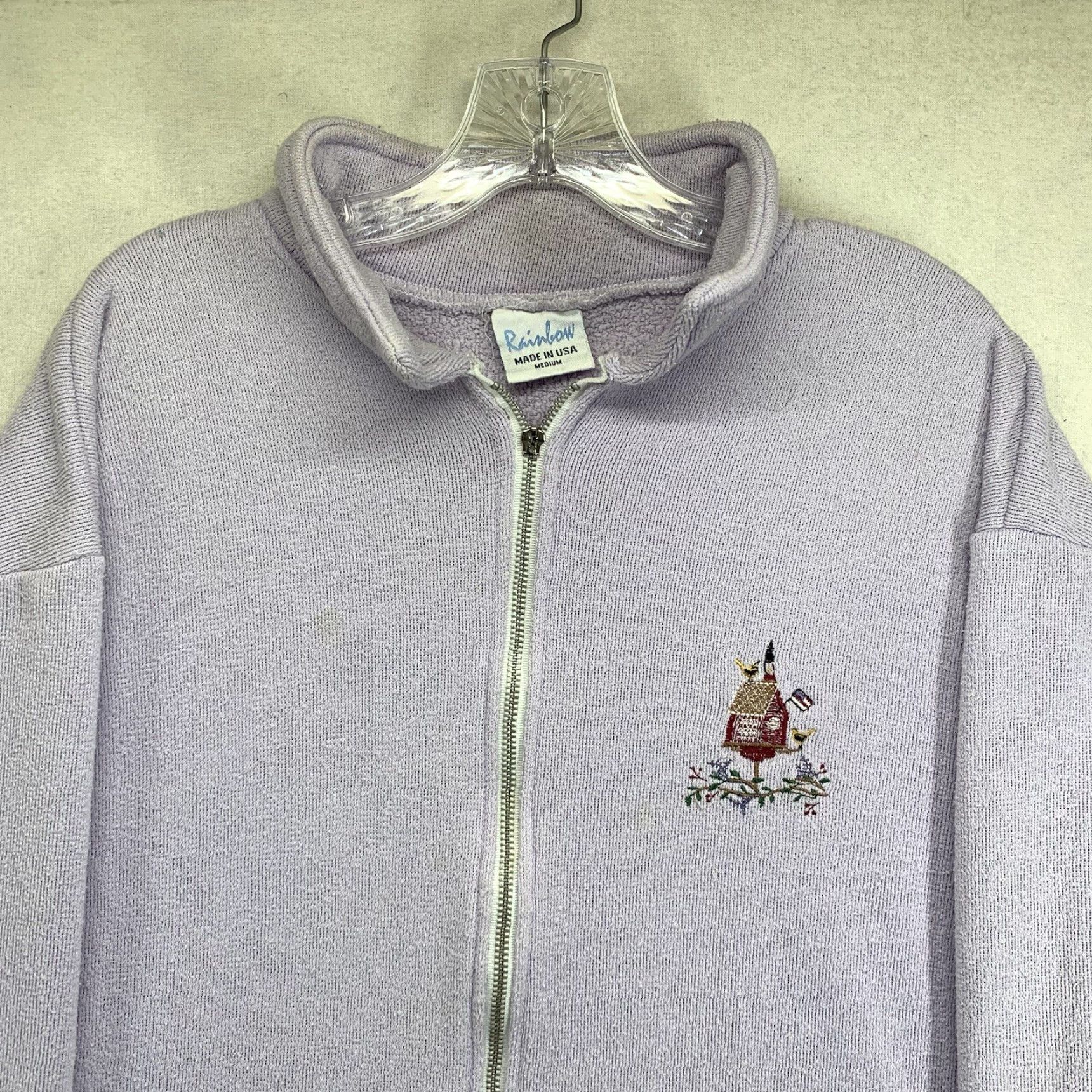Rainbow VINTAGE Rainbow Fleece Jacket Medium Light Purple Embroidered Birdhouse 80s 90s Womens Size M / US 6-8 / IT 42-44 - 6 Thumbnail