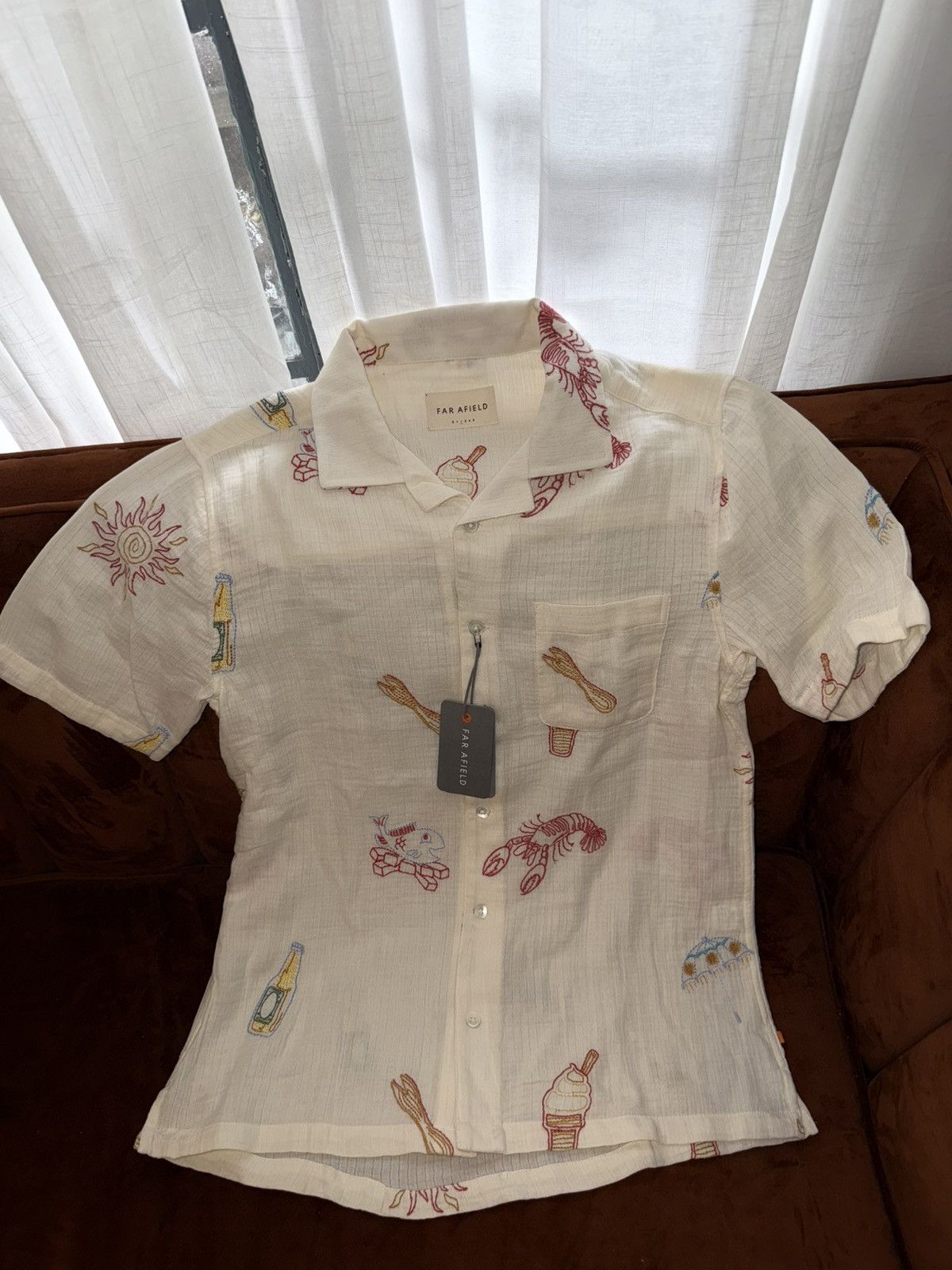 Far Afield Far Afield Embroidered Stachio Shirt - White Size US M / EU 48-50 / 2 - 1 Thumbnail