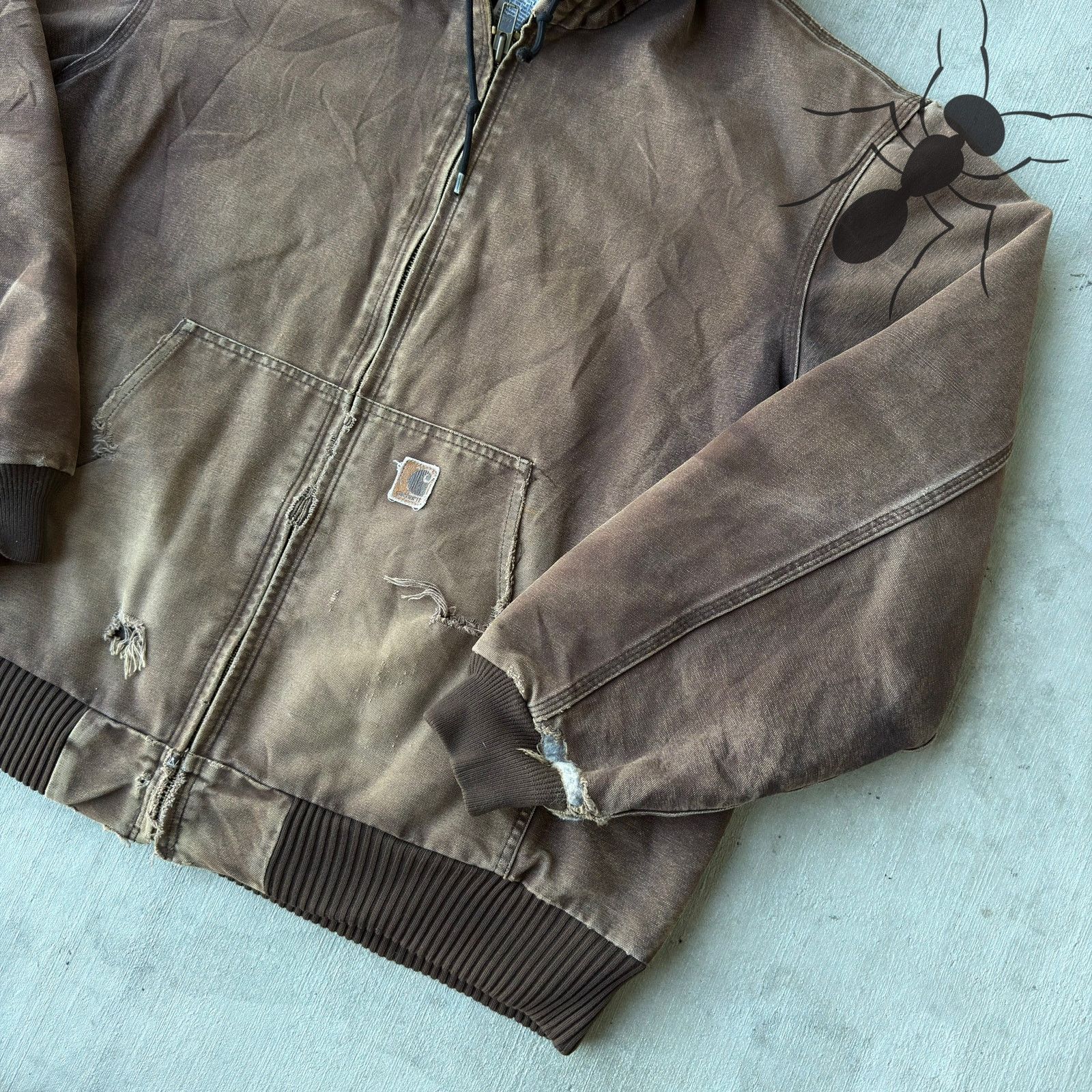 Carhartt × Vintage Vintage Y2K Carhartt J130 DKB brown hooded work wear jacket Size US XL / EU 56 / 4 - 4 Thumbnail