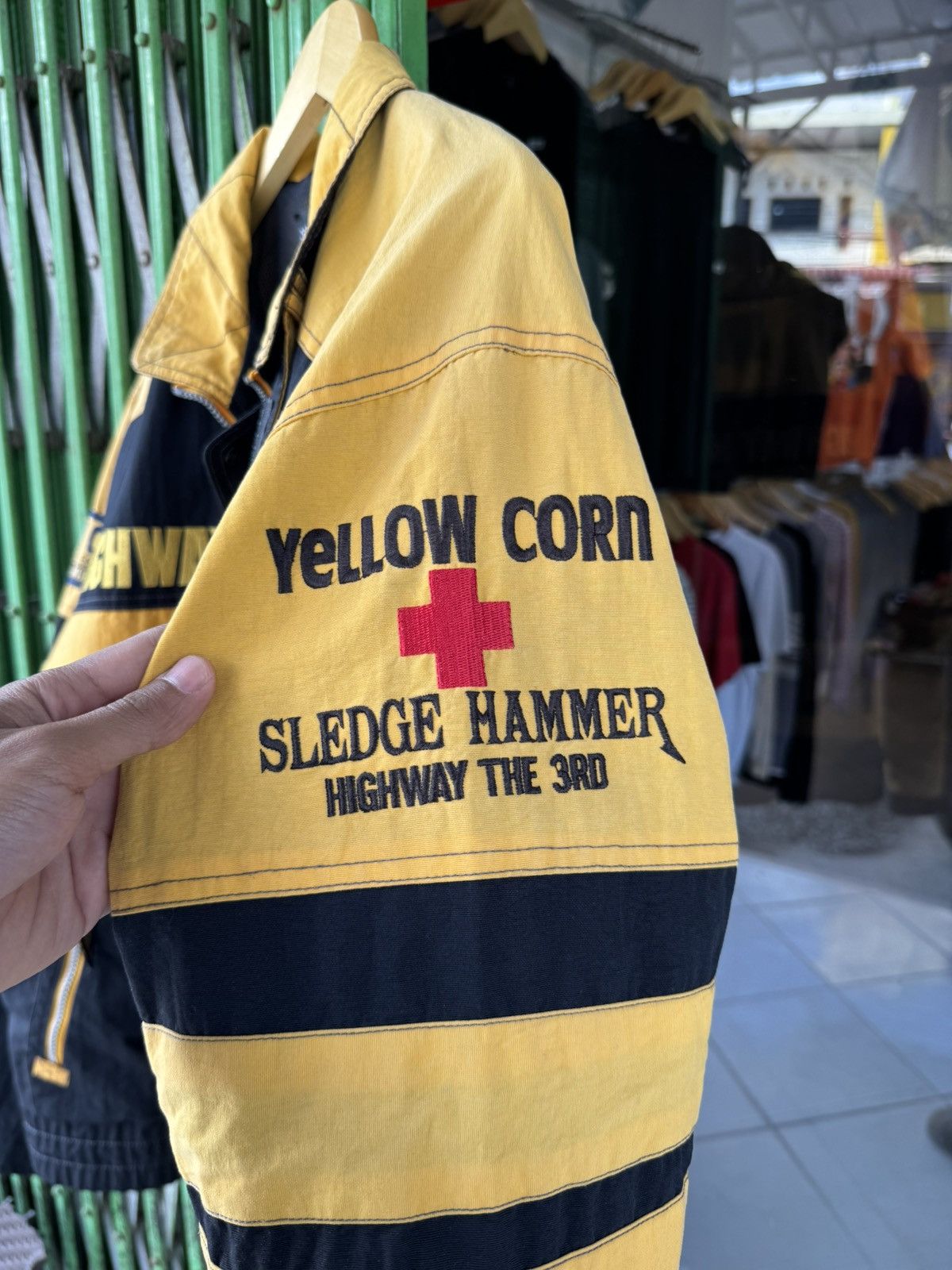 YELLOW CORN VTG YELLOW CORN HIGHWAY MAGICIAN SLEDGE HAMMER BIKER JACKET Size US L / EU 52-54 / 3 - 9 Thumbnail