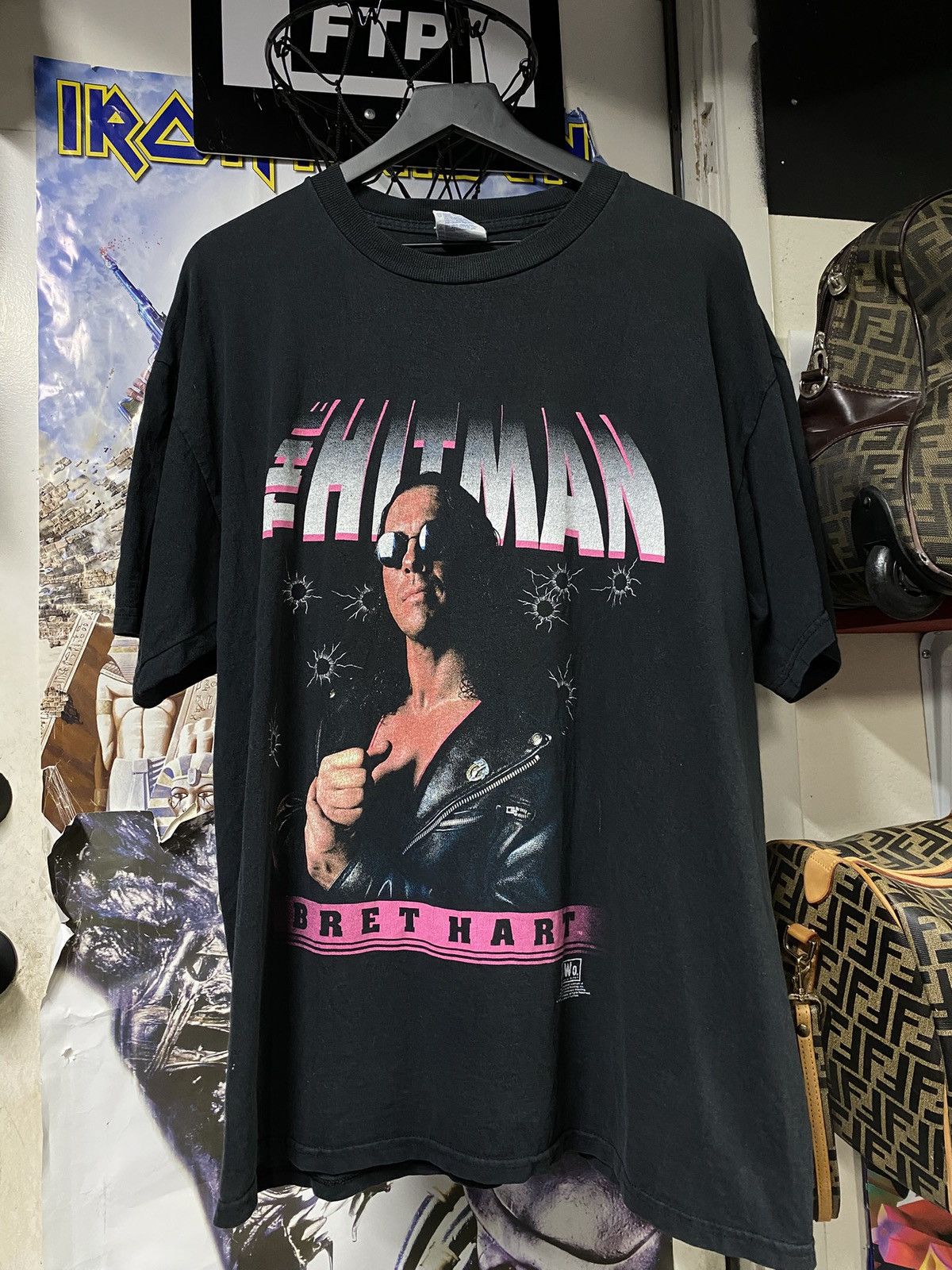 Vintage Vintage 1998 NWO Bret Hart The Hitman Tee Shirt XLarge Size US XL / EU 56 / 4 - 5 Thumbnail