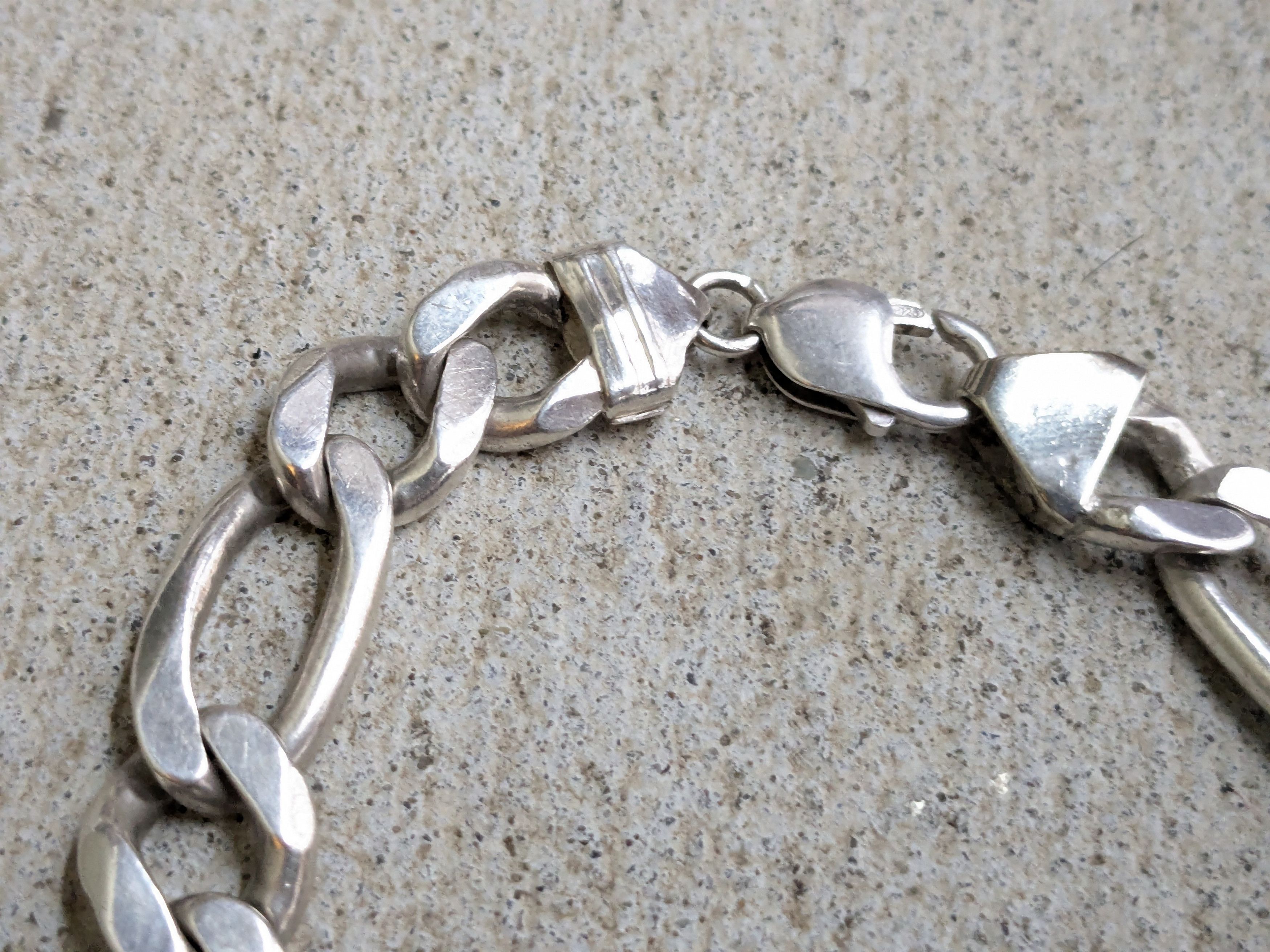 Jewelry Vintage Sterling Silver Bracelet Figaro Chunky Thick Punk Size ONE SIZE - 5 Thumbnail