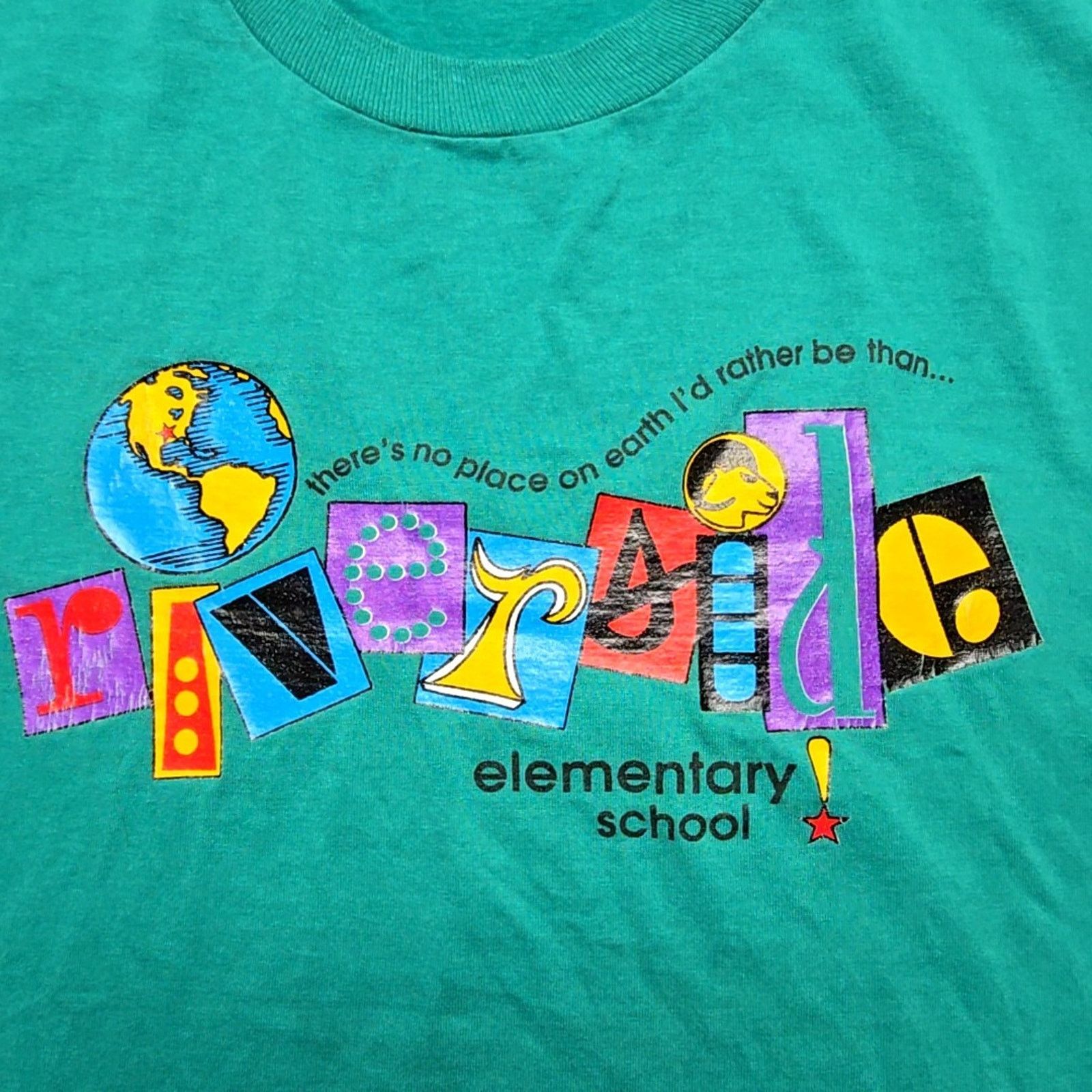 Jerzees Vintage Riverside Elementary School Shirt Teal Green XL Tee Size US XL / EU 56 / 4 - 2 Thumbnail