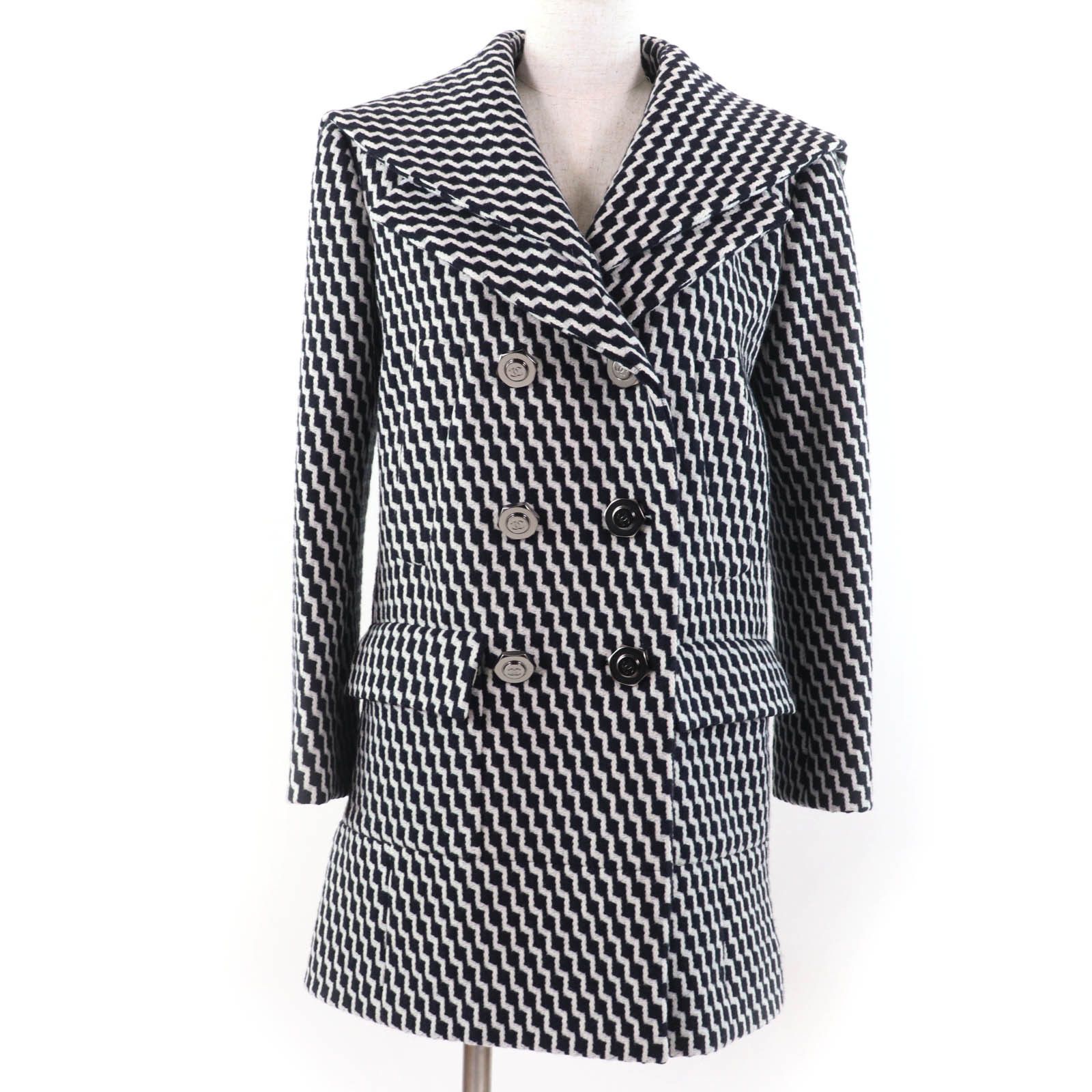 Chanel Chanel Chanel Hexagon COCO Button Zigzag Pattern Wool Coat Others Outerwear P59081V39106 DUTY FREE for USA Size ONE SIZE - 1 Thumbnail