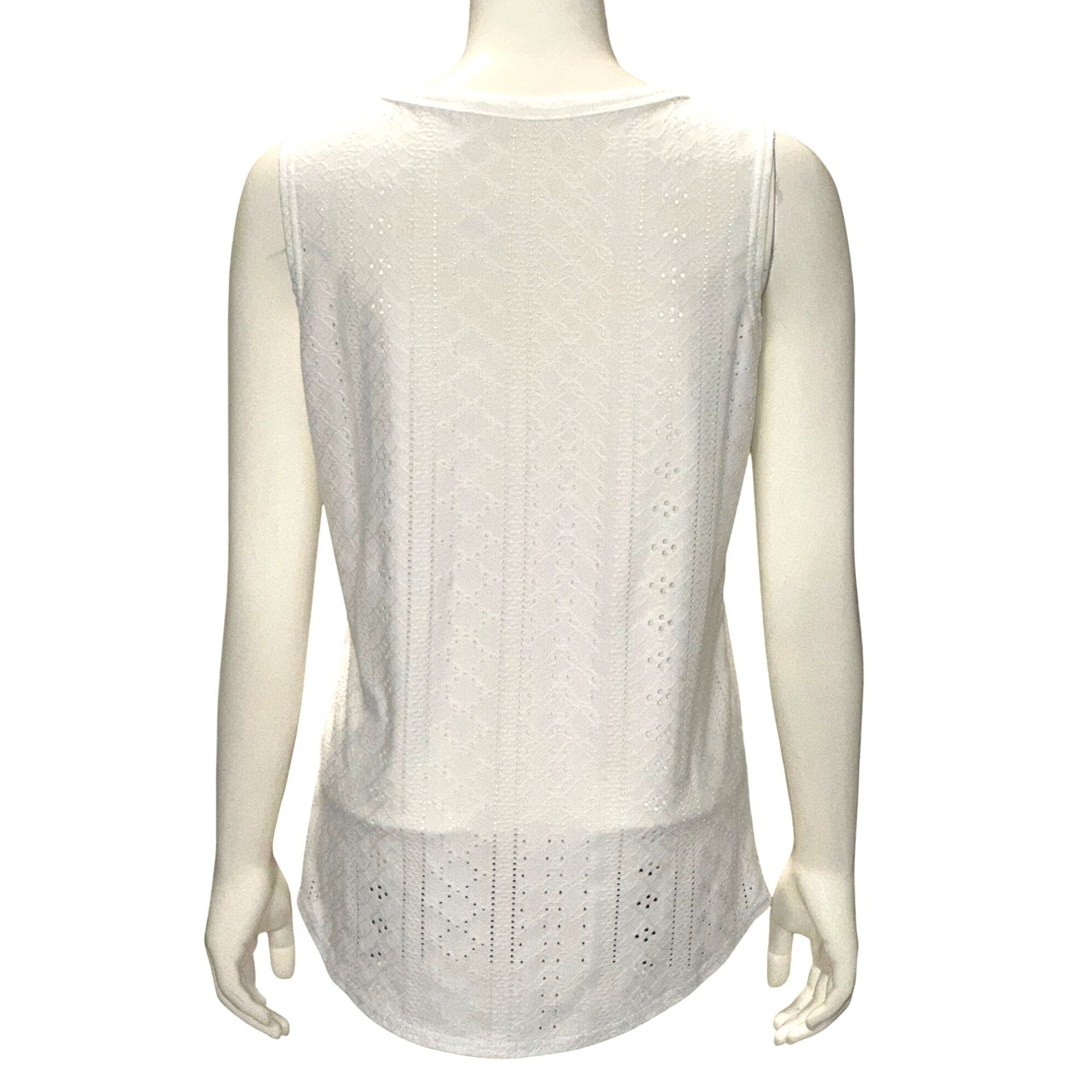 Other CCC Medium White Sleeveless V Neck Eyelet Pattern Polyester Size M / US 6-8 / IT 42-44 - 3 Thumbnail