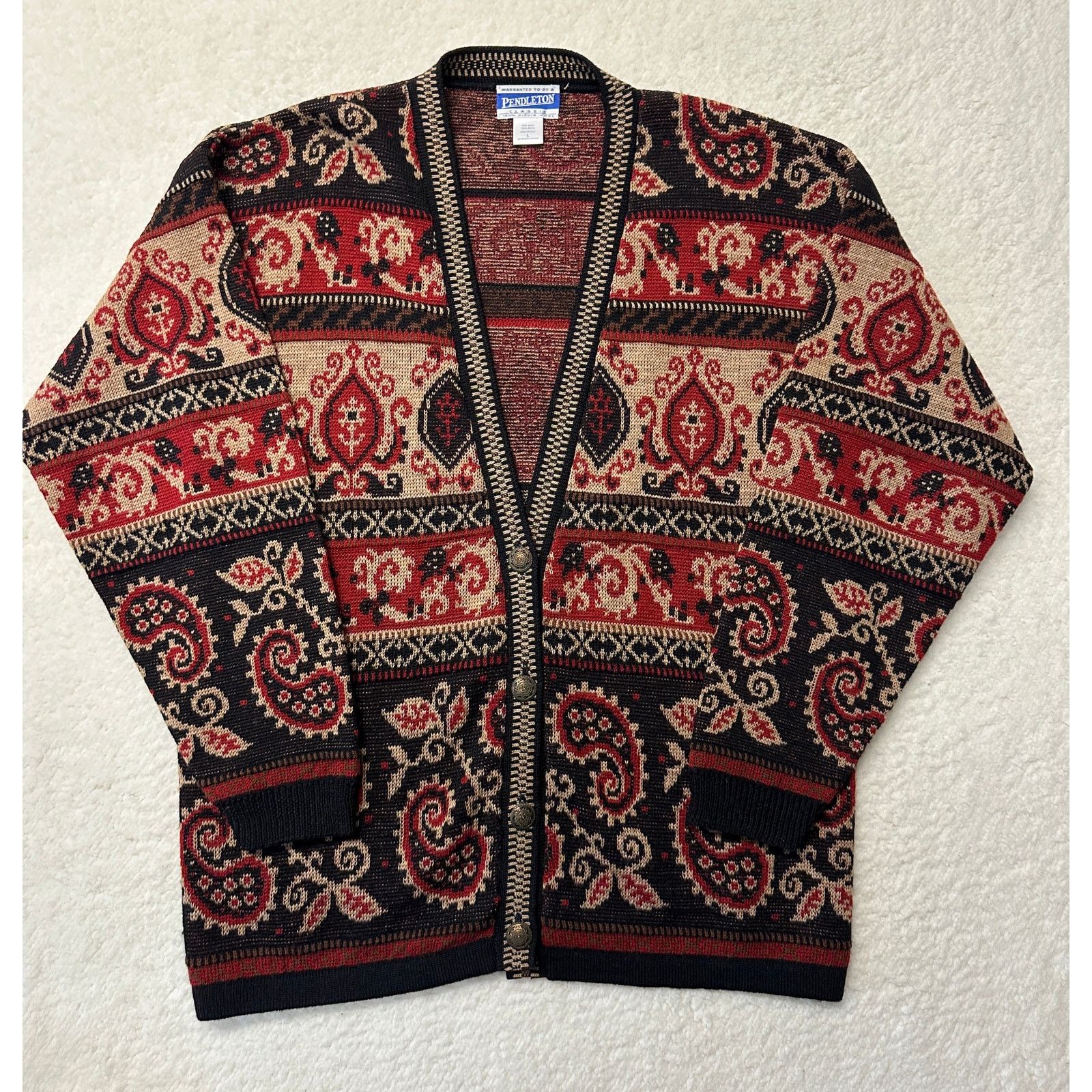 Pendleton Vintage Pendleton Womens Wool Knit Cardigan Sweater Large Size L / US 10 / IT 46 - 1 Thumbnail
