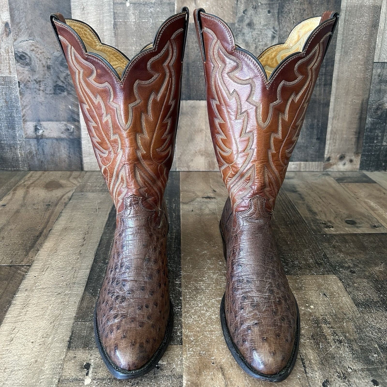 Justin Boots Justin Vintage Y5333 Ostrich Cowboy Boots Mens 9.5 E Size US 9.5 / EU 42-43 - 9 Thumbnail