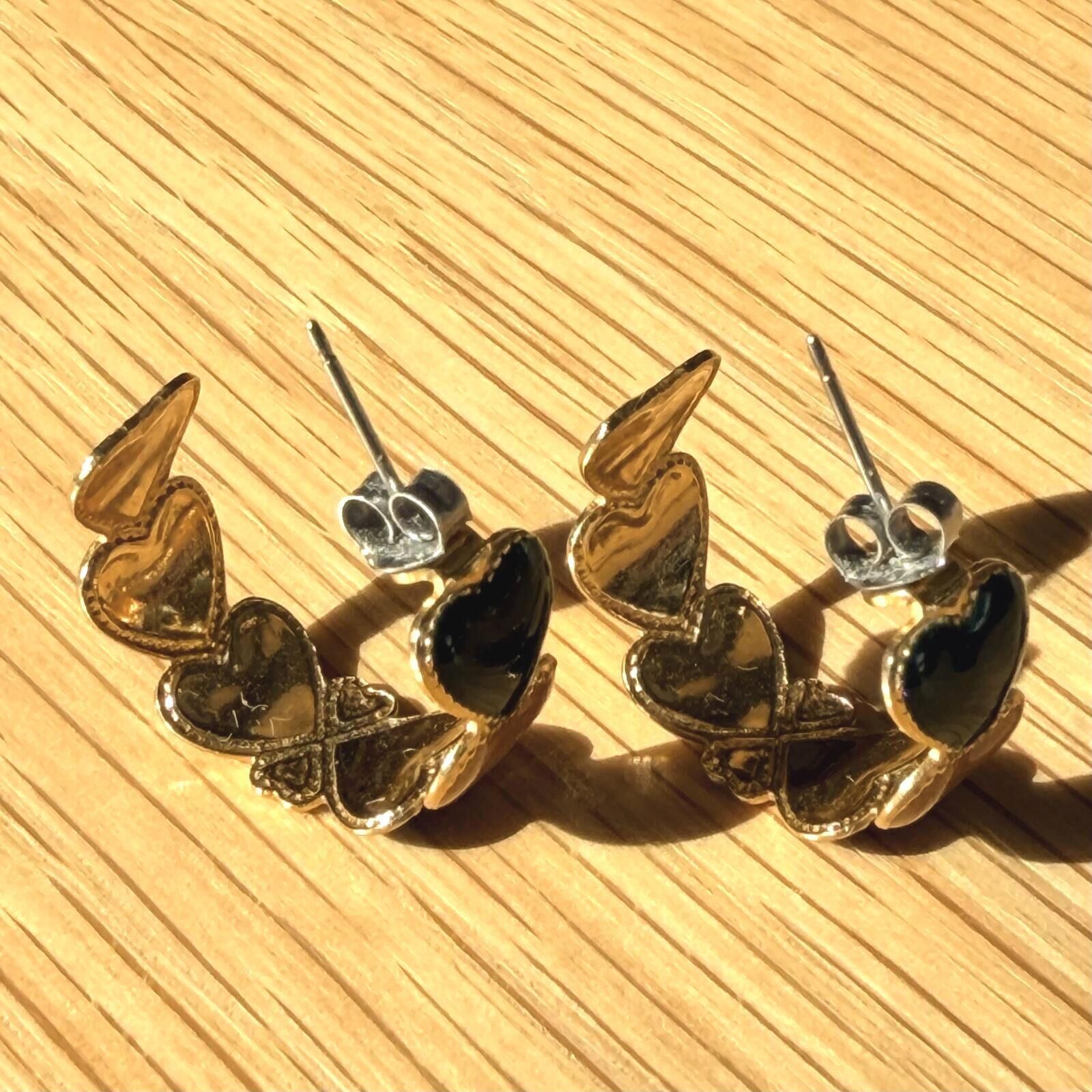 Other Vintage Glitter Enamel Heart Earrings Gold Tone Size ONE SIZE - 4 Thumbnail