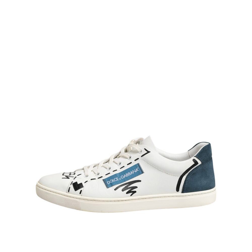 Dolce & Gabbana Dolce & Gabbana White Leather Printed Low Top Sneakers Shoes Size US 11 / EU 44 - 6 Thumbnail