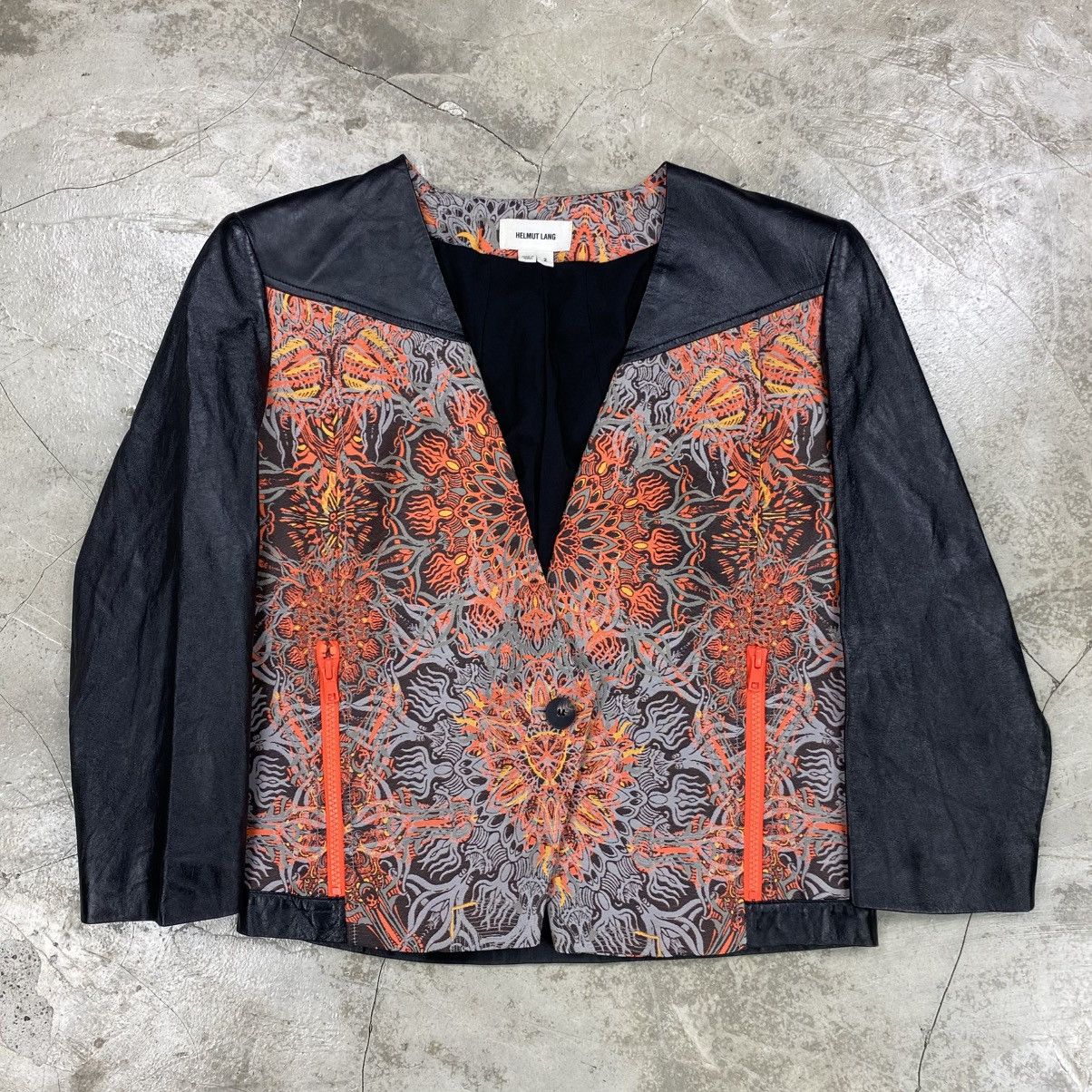 Helmut Lang Medallion Jacquard Lambskin Leather Jacket Size S / US 4 / IT 40 - 1 Thumbnail