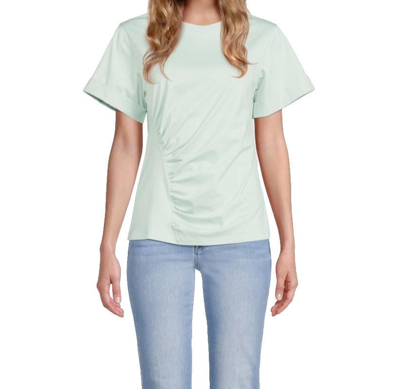 3.1 Phillip Lim 3.1 Phillip Lim Women Large Green Gathered Jersey T-Shirt Size L / US 10 / IT 46 - 3 Thumbnail