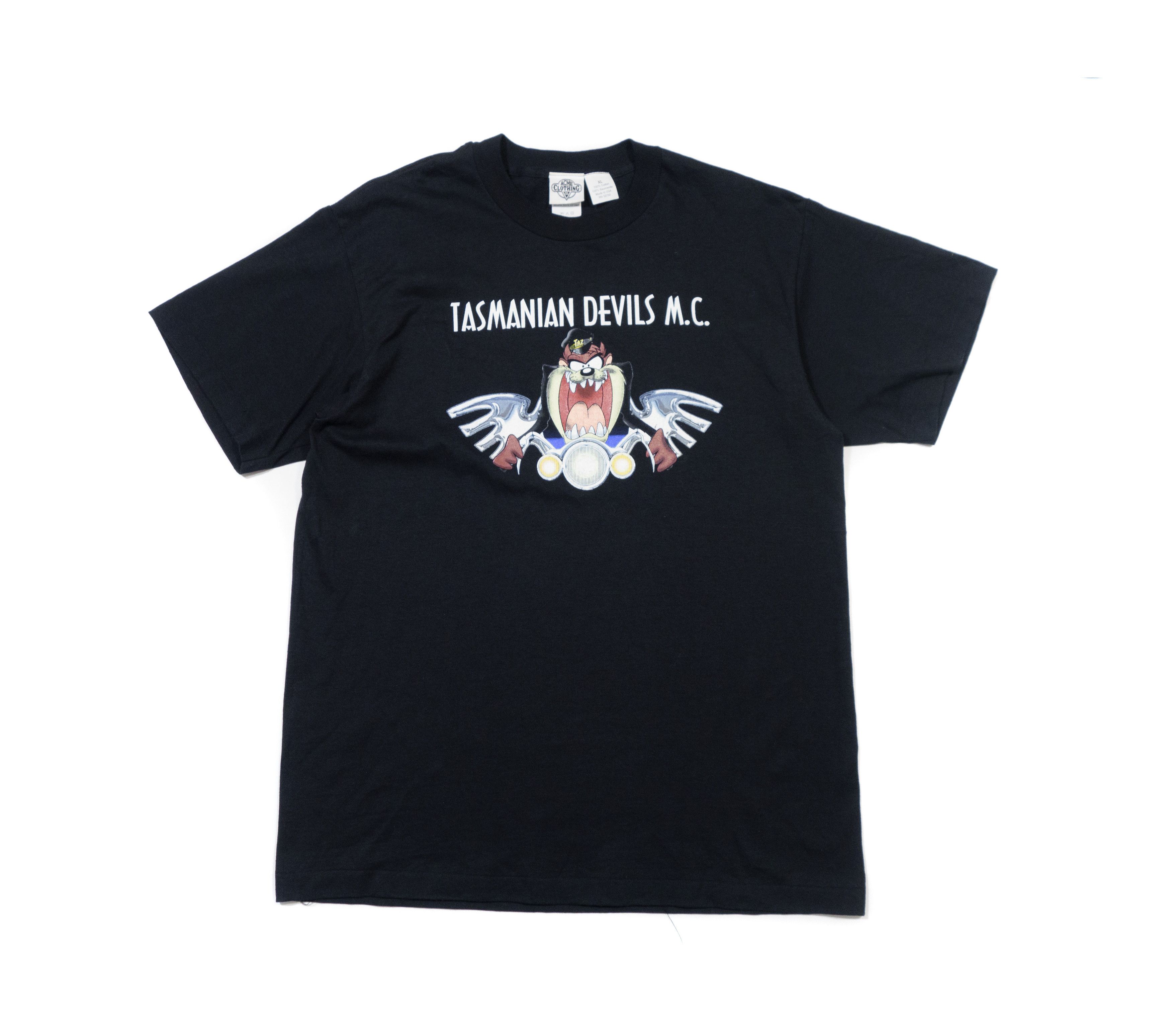 Warner Bros 90s Taz Tasmanian Devils MC Biker T-Shirt Acme Made in USA Size US XL / EU 56 / 4 - 1 Thumbnail