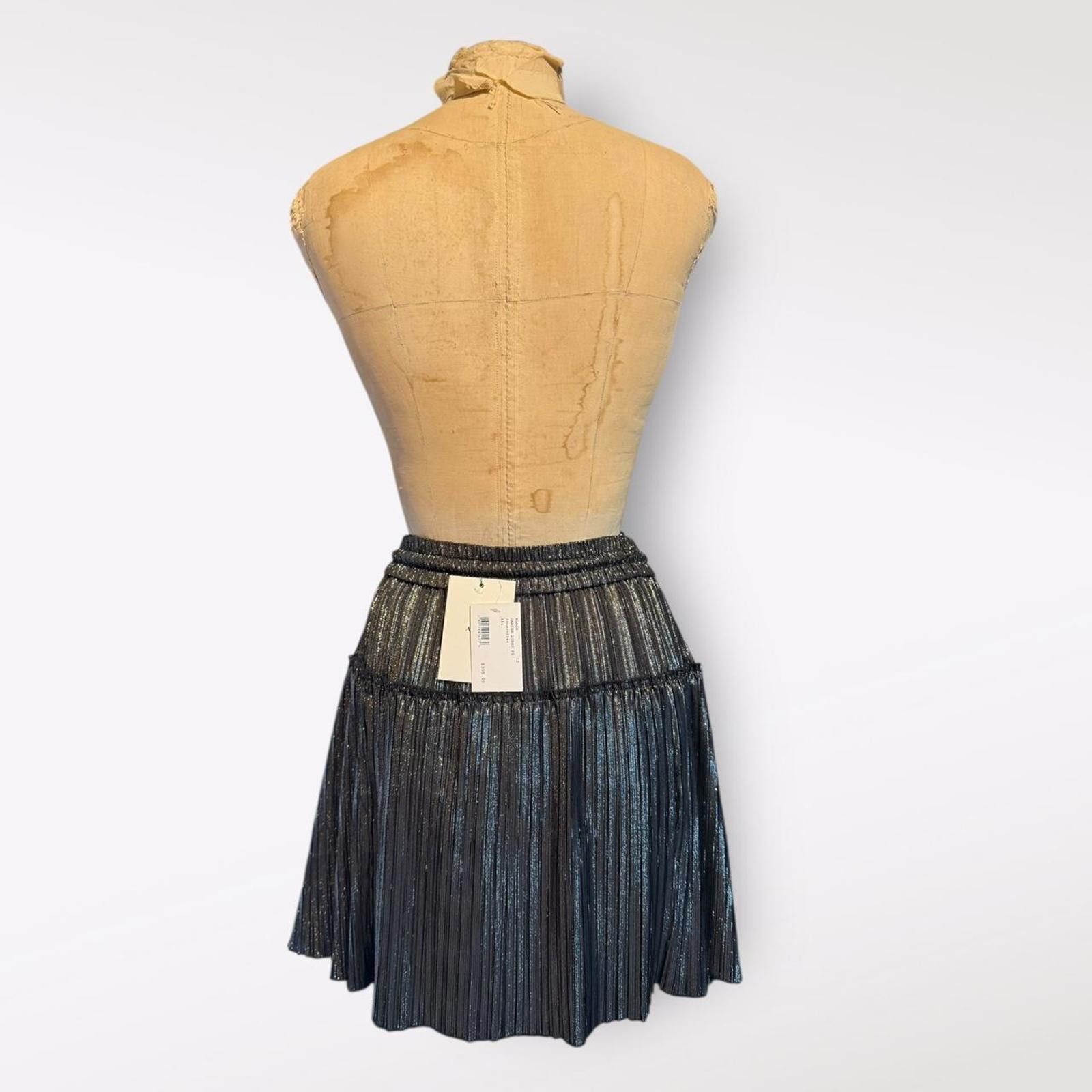 A.L.C. A.L.C Women's Black Metallic Pleated Skirt Size 12 Size 34" / US 12 / IT 48 - 2 Thumbnail