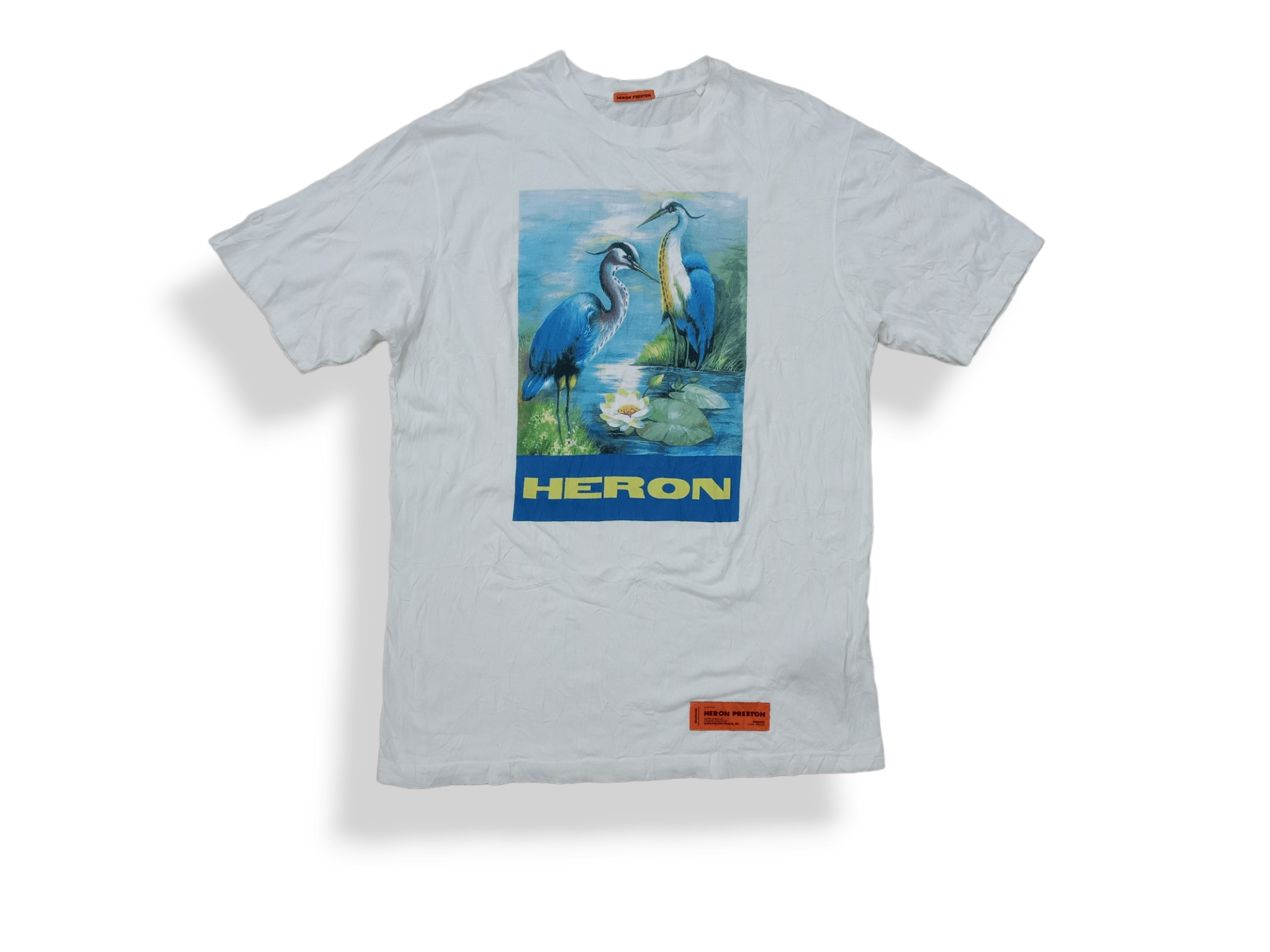 image of Heron Preston Cranes Print Tshirt in White, Men's (Size Small)