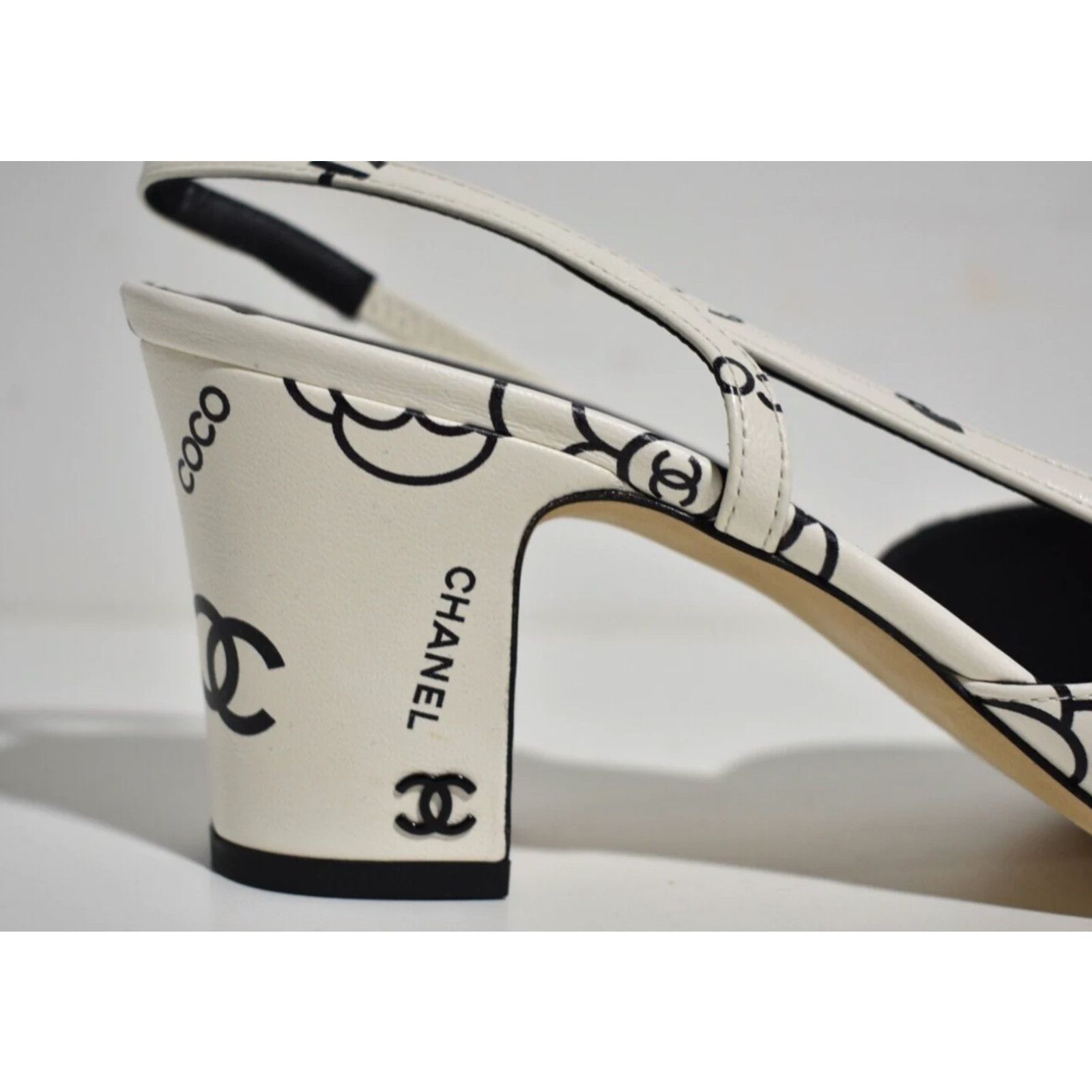 Chanel 23P Mademoisele Coco Sling CC Slingback Sandal Heel 38.5 Size US 8.5 / IT 38.5 - 5 Thumbnail