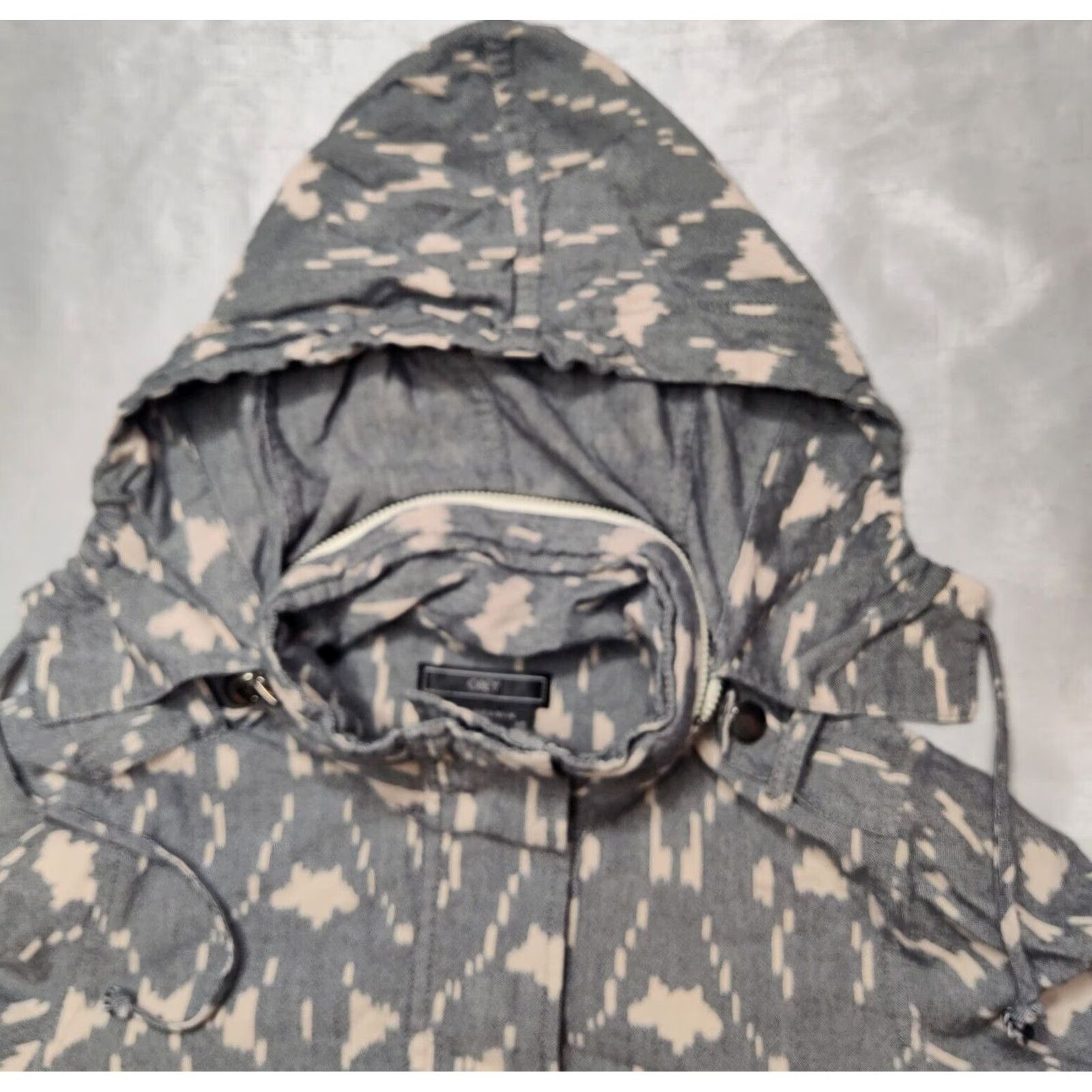 Obey VINTAGE OBEY Propaganda Women 4 (XS) Gray Abstract Cotton Snap Hooded Utility Jacket Size S / US 4 / IT 40 - 3 Thumbnail