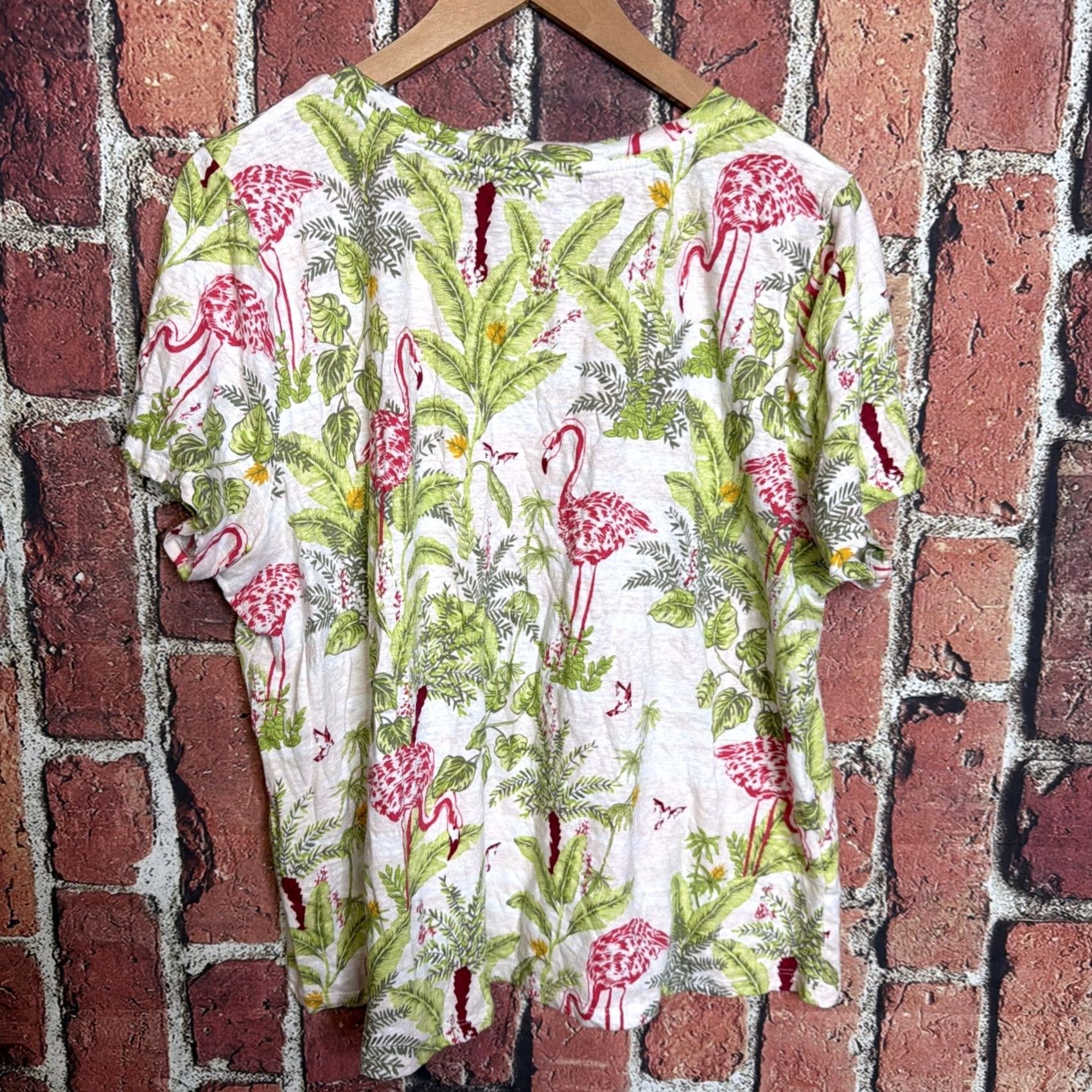 Charter Club Charter Club Shirt XL Womens Linen Blend Short Sleeve Floral Multicolor Button Collared Roll Tab Pockets Casual Tropical 90s? Size XL / US 12-14 / IT 48-50 - 3 Thumbnail