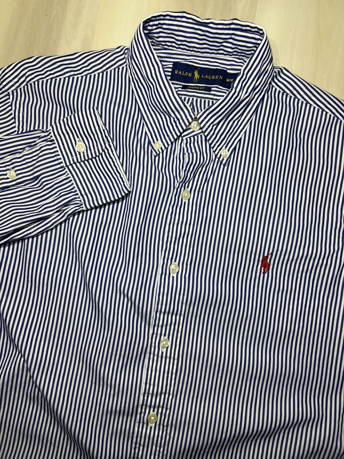 Polo Ralph Lauren Polo Ralph Lauren Men's Sz M Blue Striped Oxford Red Pony Size US M / EU 48-50 / 2 - 1 Thumbnail