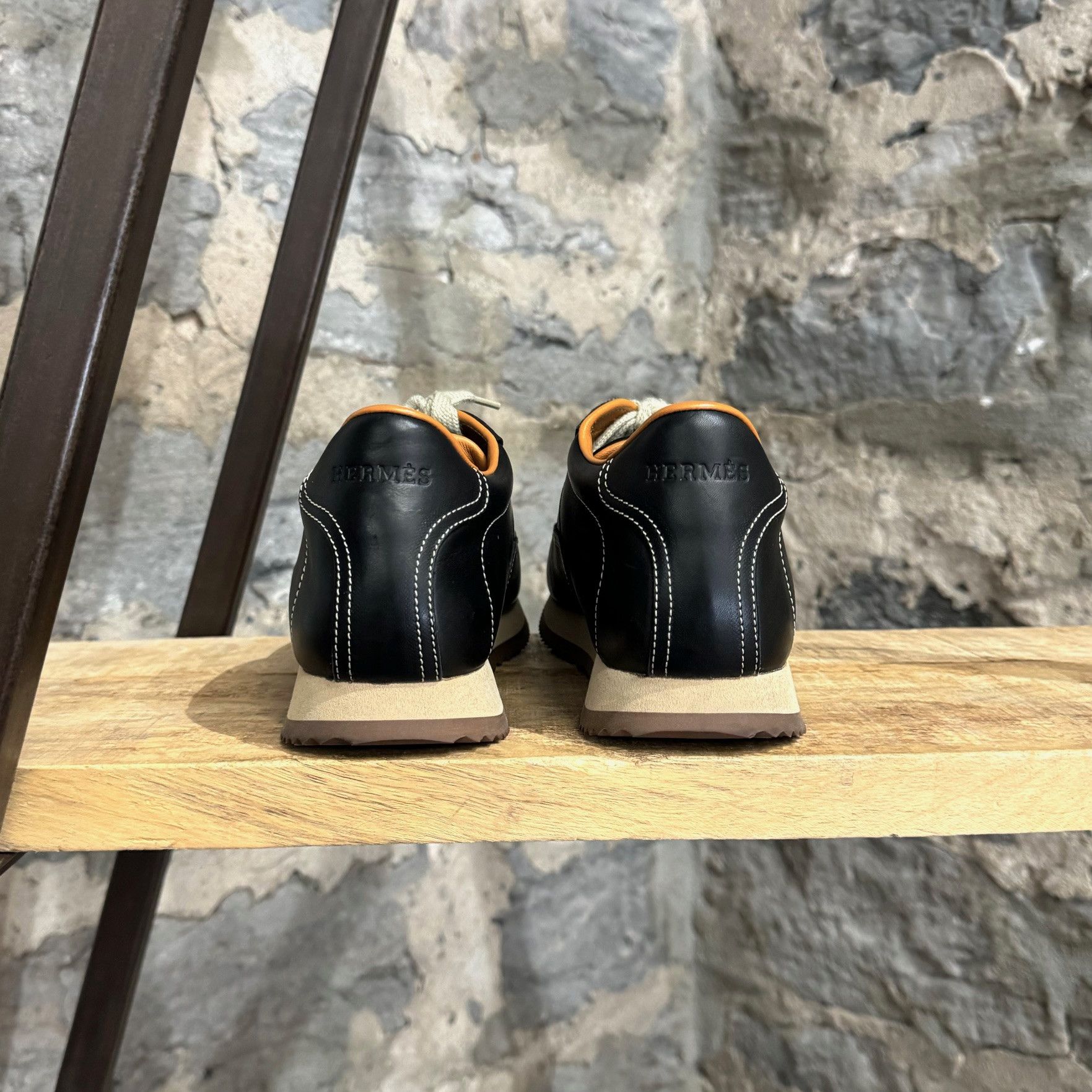 Hermes Hermès Black Leather Quick H Platform Sneakers Size US 10.5 / IT 40.5 - 4 Thumbnail